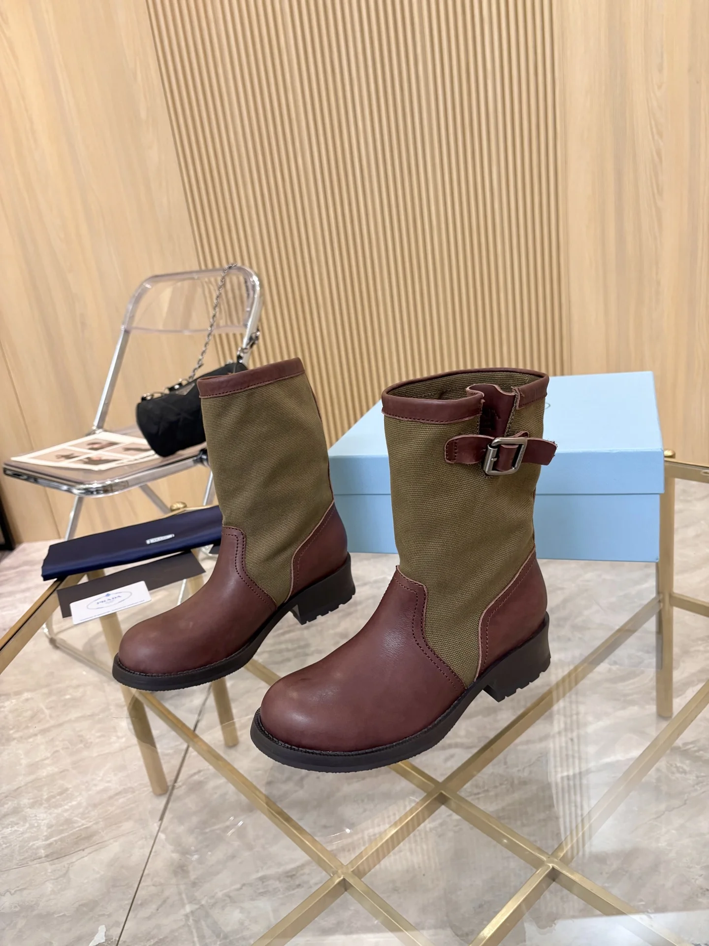 PRADA Boots Cow Suede Brown-Green EU35-40 B90202609110890 - Image 6
