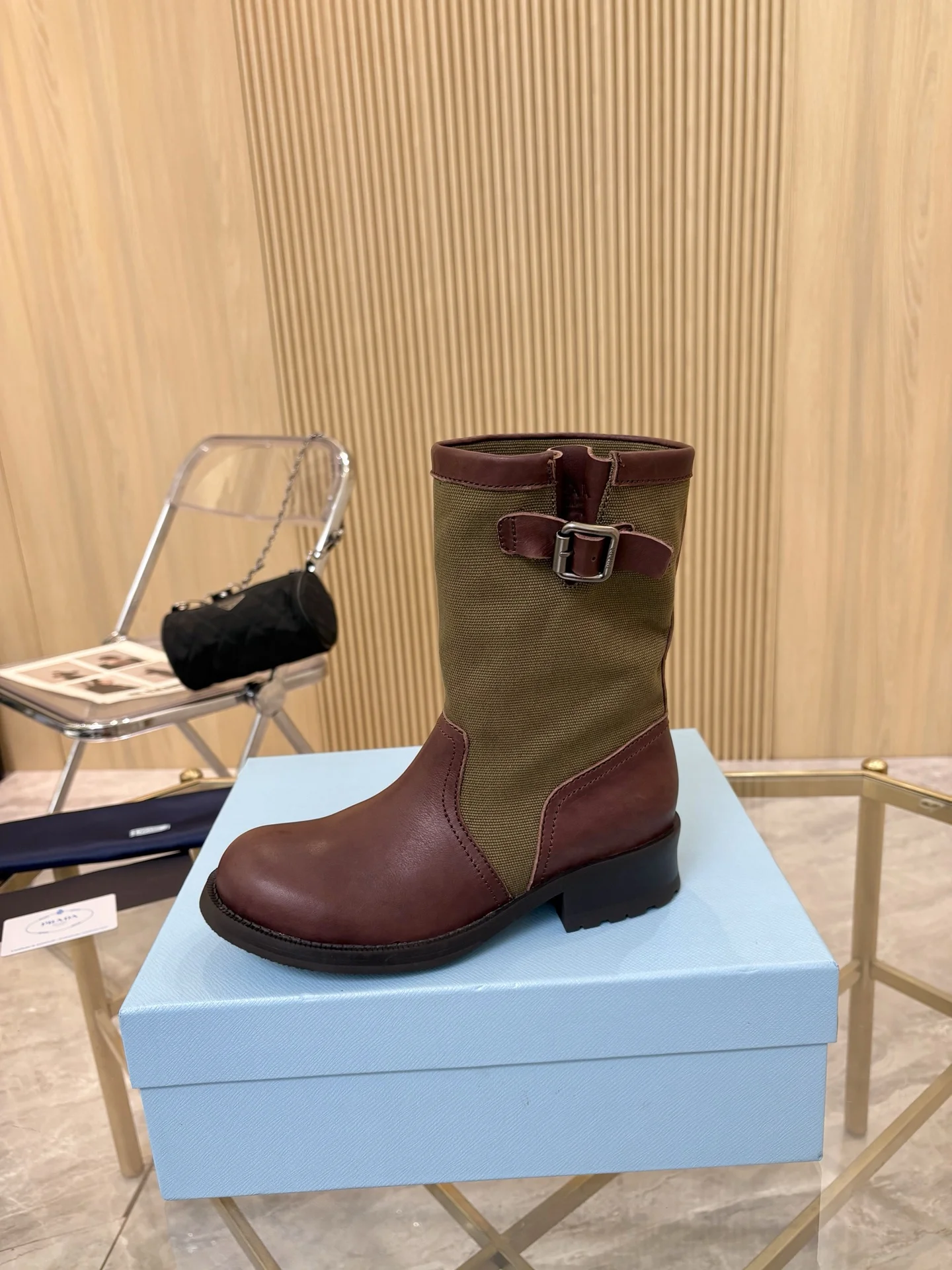 PRADA Boots Cow Suede Brown-Green EU35-40 B90202609110890 - Image 7