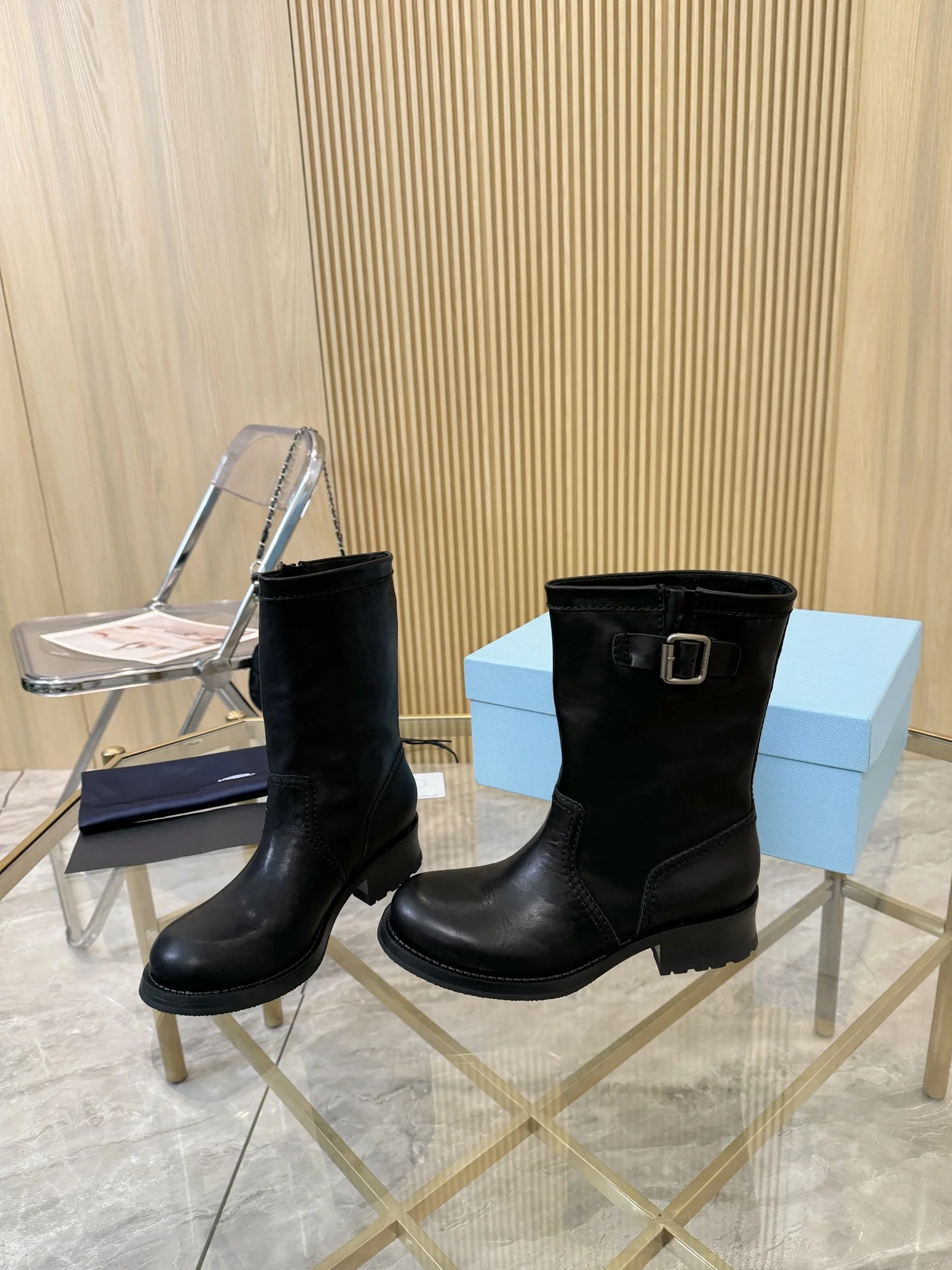 PRADA Boots Leather Black EU35-41 C10202609110897 - Image 2