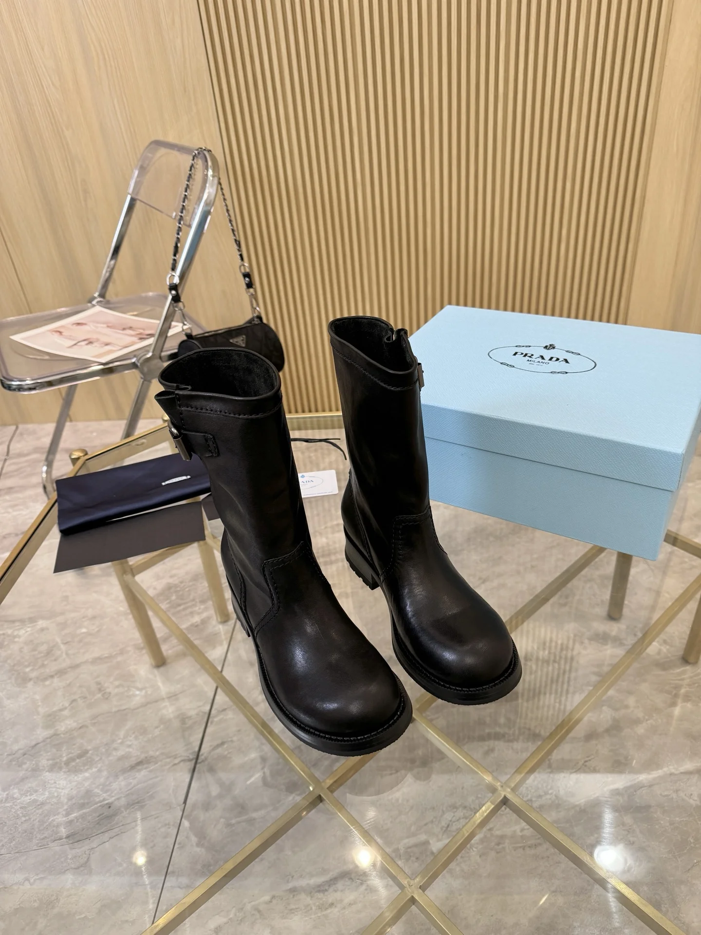 PRADA Boots Leather Black EU35-41 C10202609110897 - Image 4
