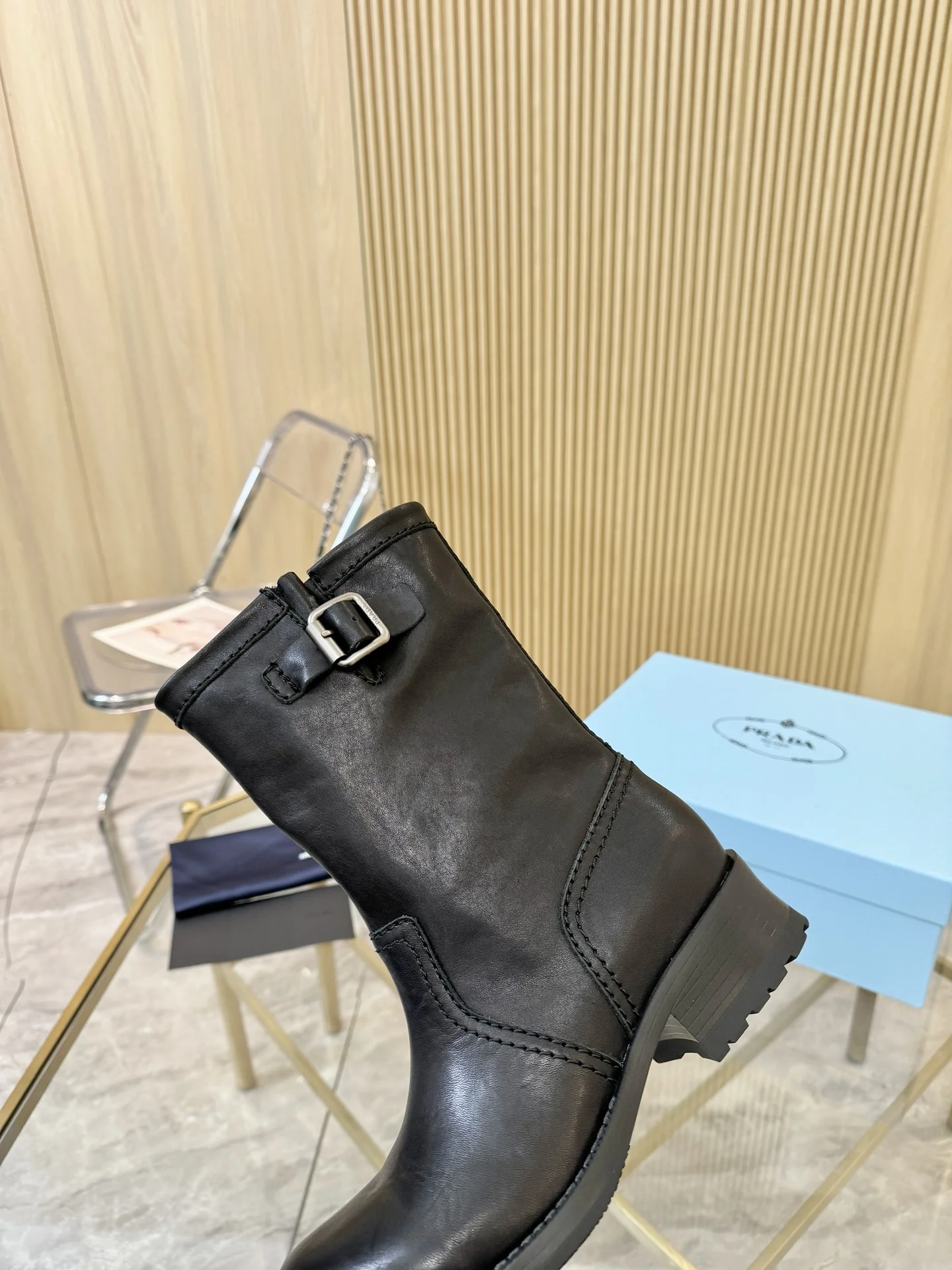 PRADA Boots Leather Black EU35-41 C10202609110897 - Image 7