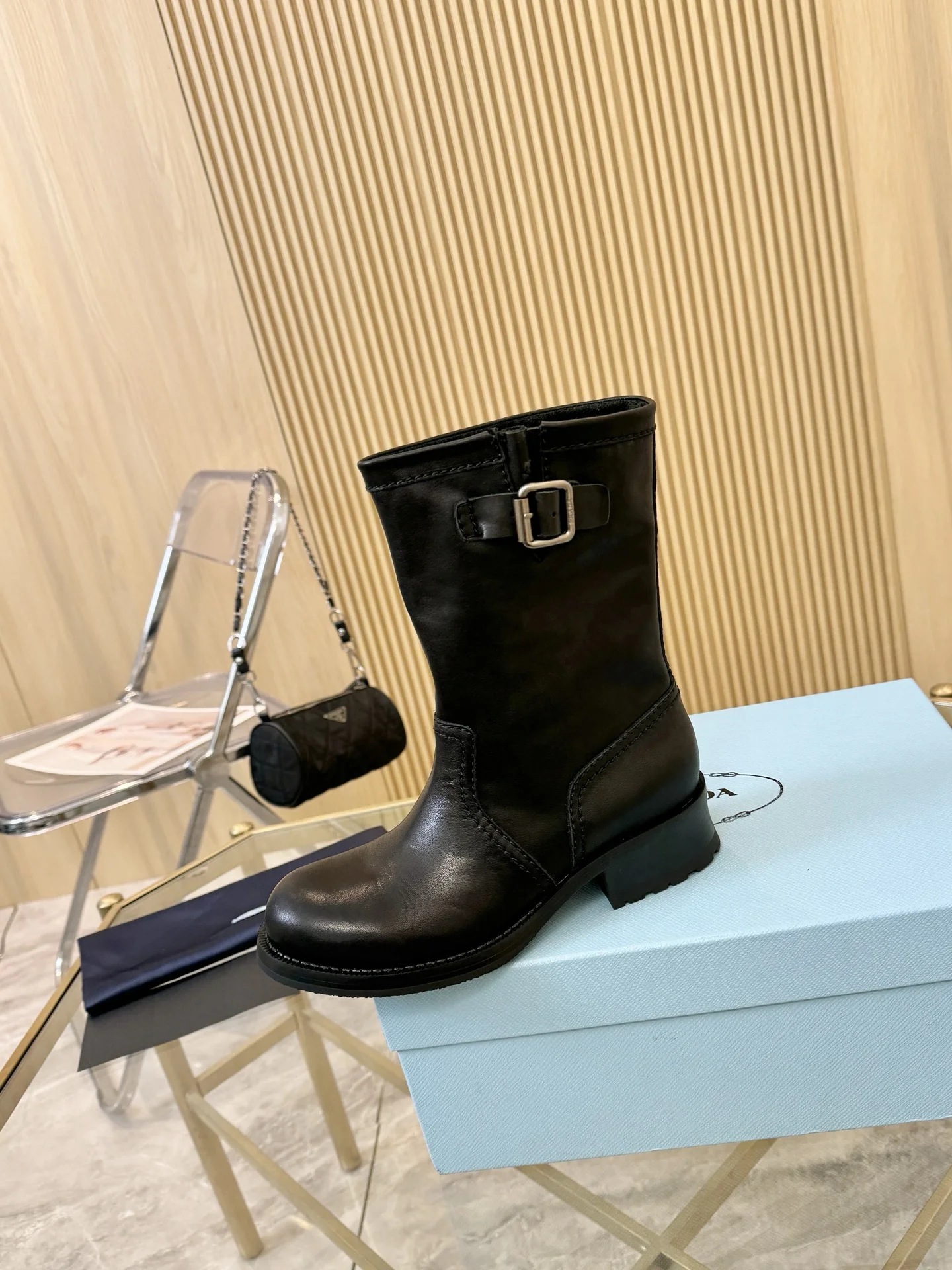 PRADA Boots Leather Black EU35-41 C10202609110897 - Image 8