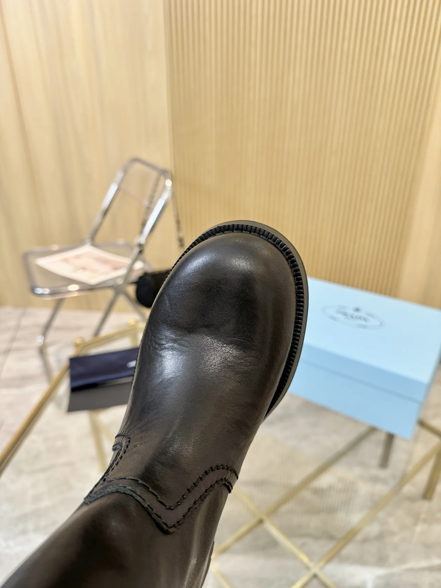 PRADA Boots Leather Black EU35-41 C10202609110897 - Image 9