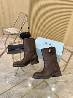 PRADA Boots Leather Brown EU35-41 C10202609110896