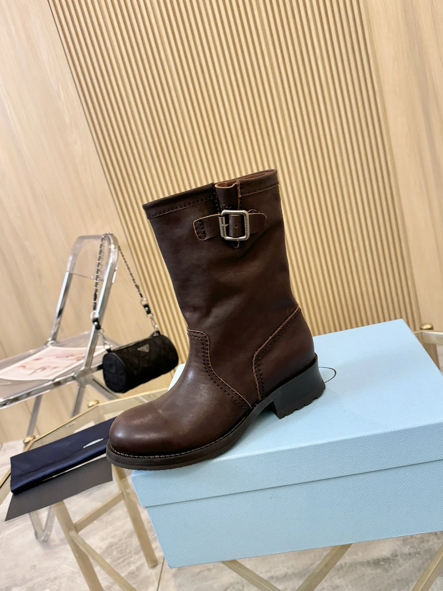 PRADA Boots Leather Brown EU35-41 C10202609110896 - Image 6