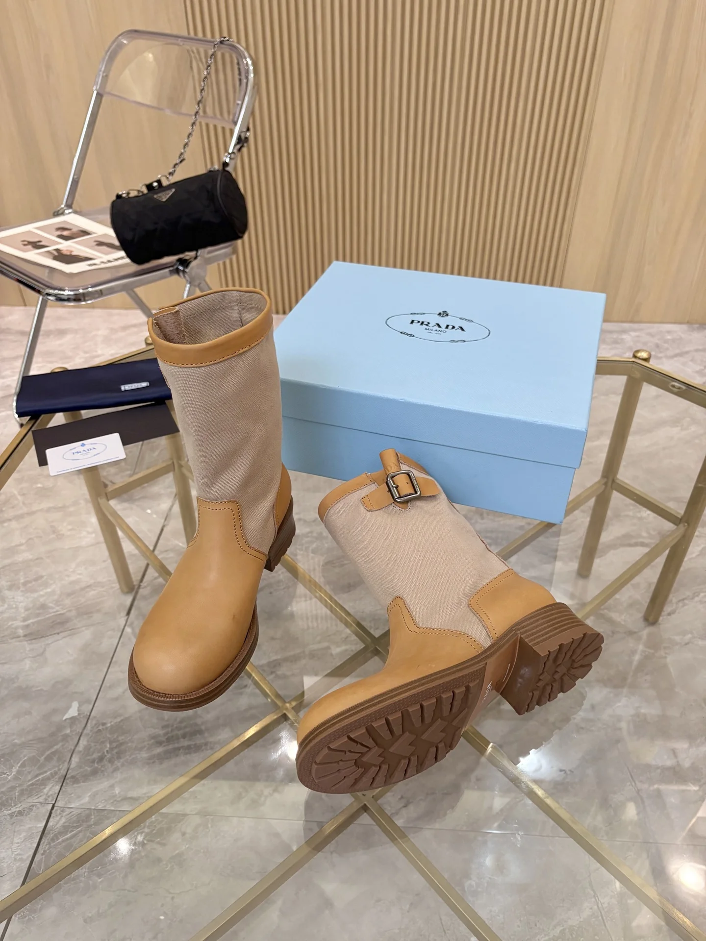 PRADA Boots Nubuck Leather Tan-Khaki EU35-40 B90202609110891 - Image 3