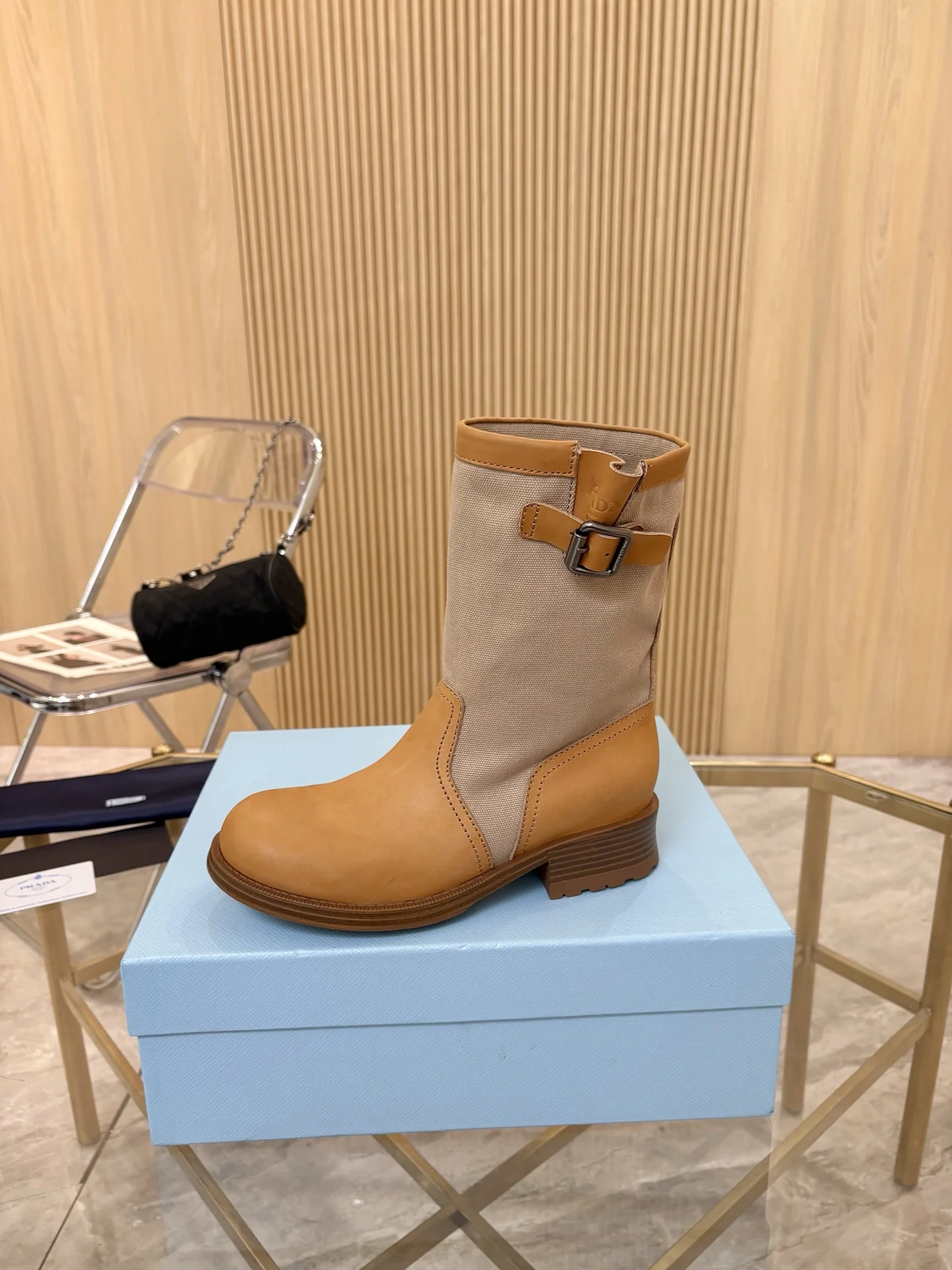 PRADA Boots Nubuck Leather Tan-Khaki EU35-40 B90202609110891 - Image 6