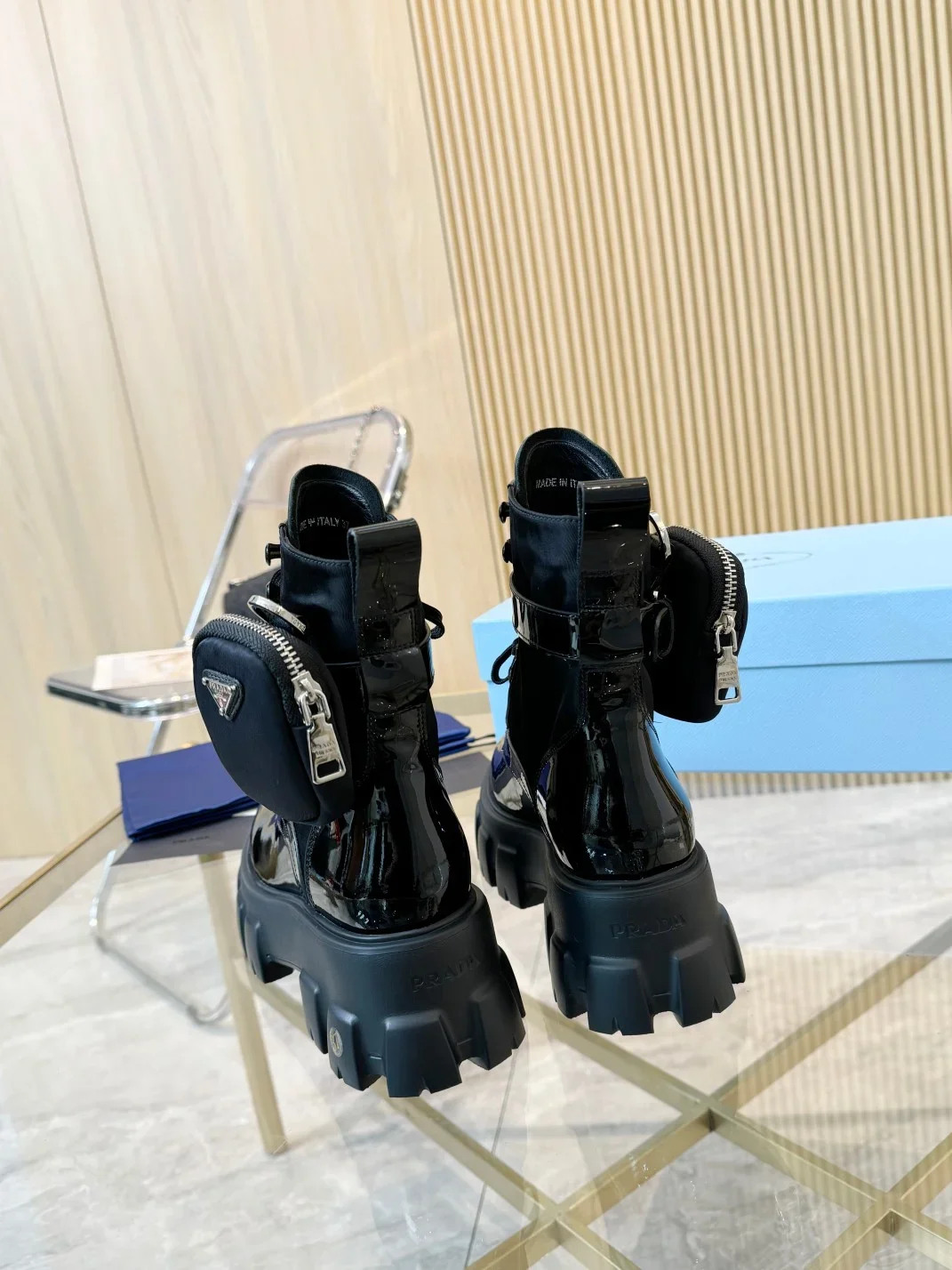PRADA Boots Patent Calf Leather Black EU35-41 C00202609112032 - Image 3