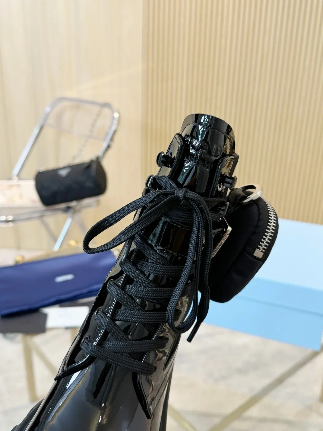 PRADA Boots Patent Calf Leather Black EU35-41 C00202609112032 - Image 5