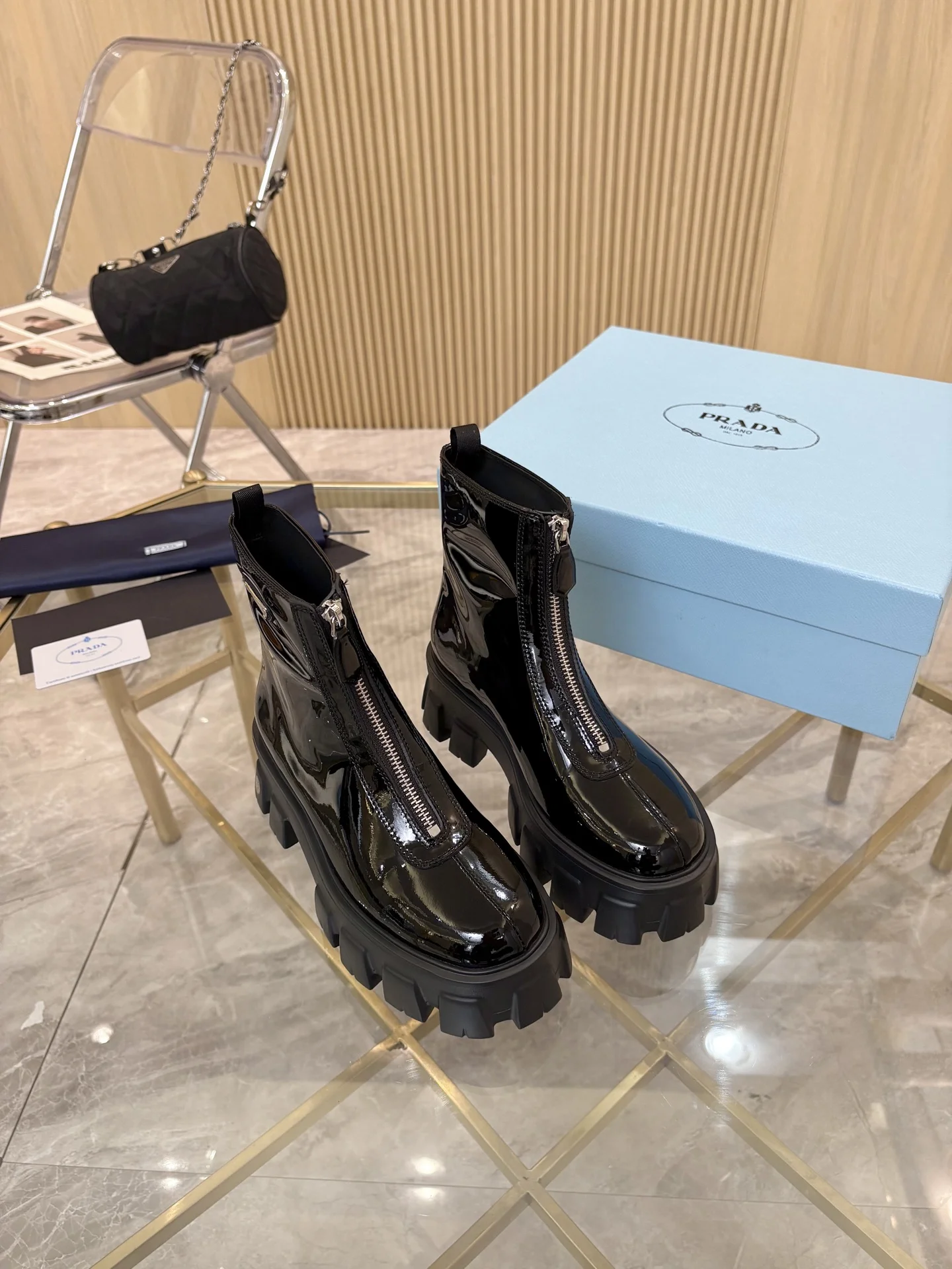 PRADA Boots Suede Leather Black EU35-41 B90202609110883 - Image 3