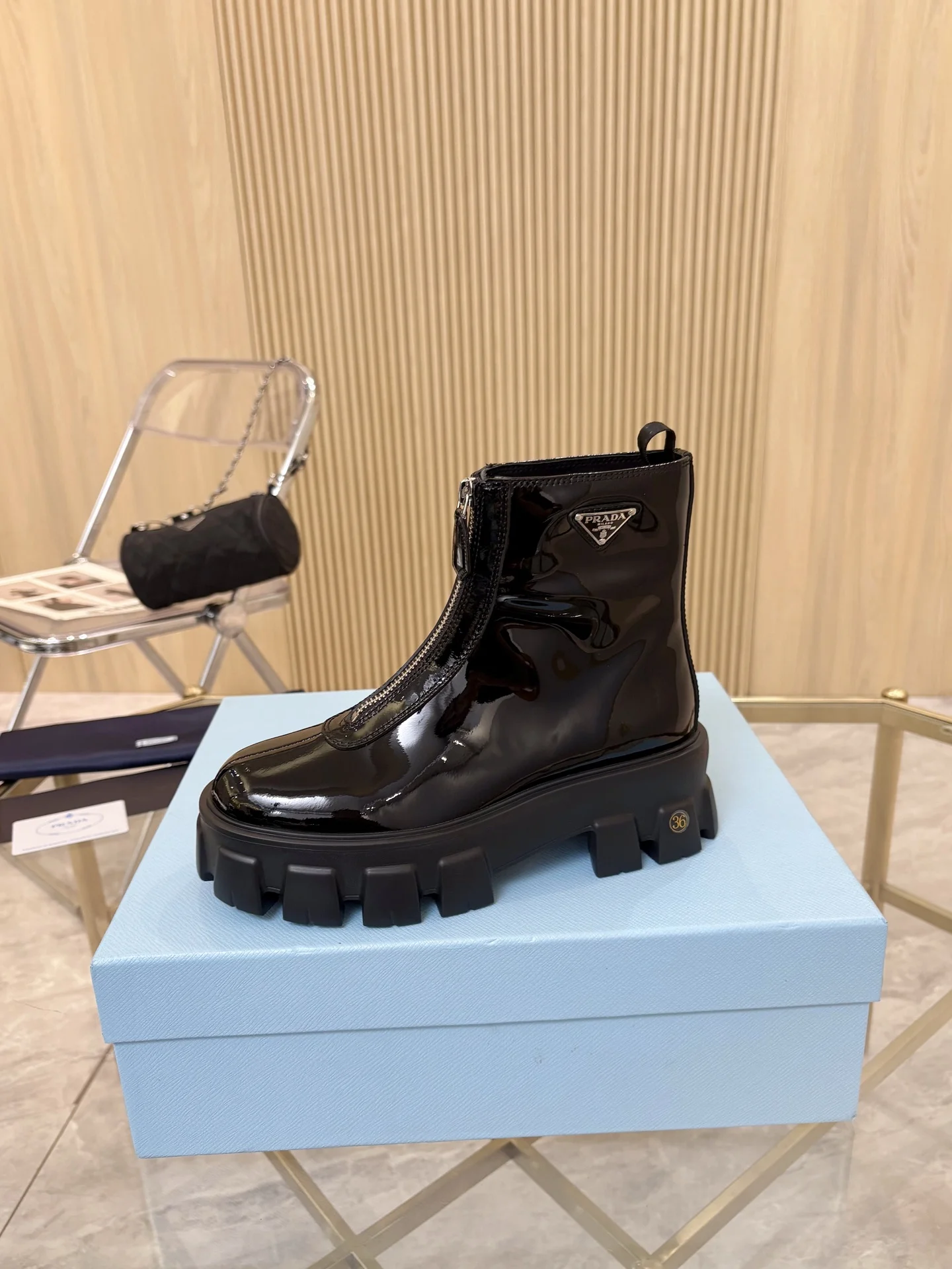 PRADA Boots Suede Leather Black EU35-41 B90202609110883 - Image 6