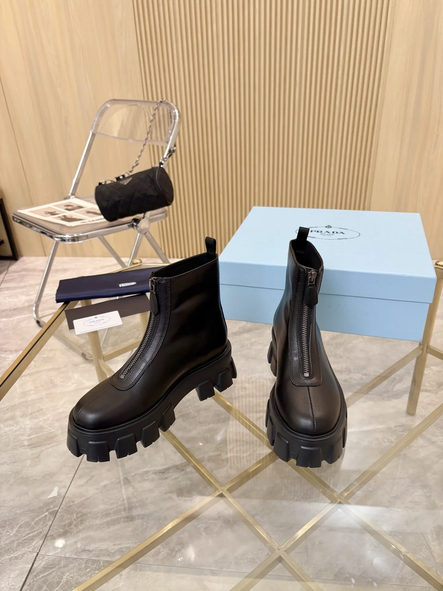PRADA Boots Suede Leather Black EU35-41 B90202609110884 - Image 4