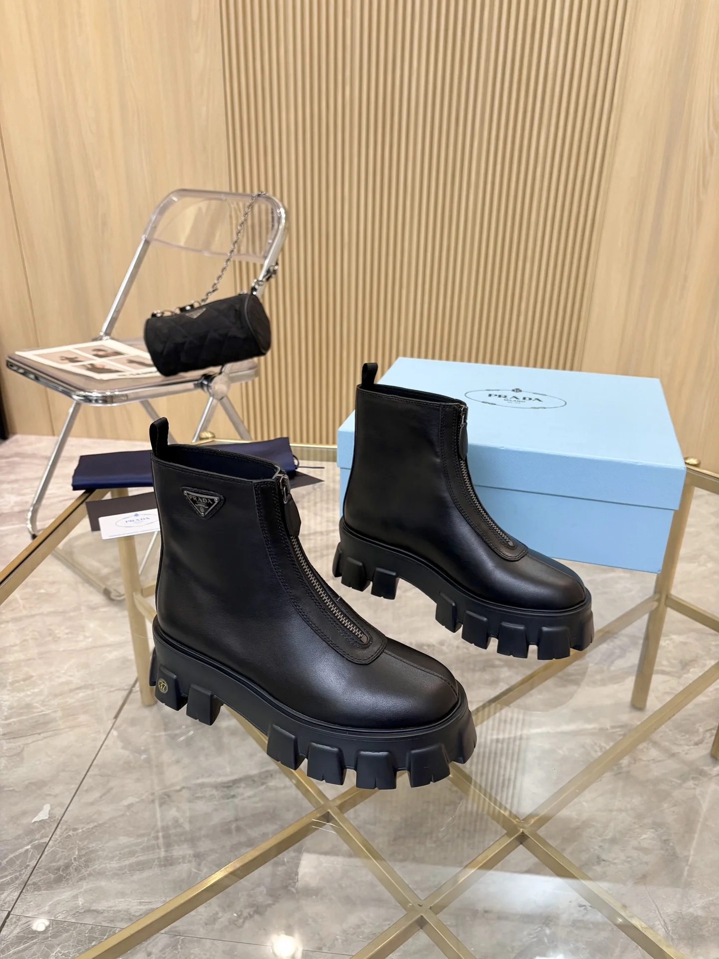 PRADA Boots Suede Leather Black EU35-41 B90202609110884 - Image 5