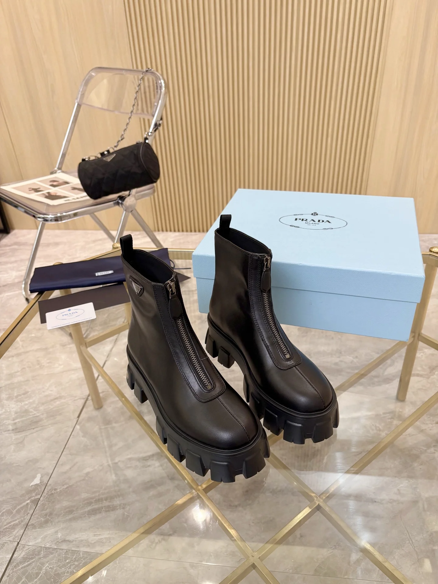 PRADA Boots Suede Leather Black EU35-41 B90202609110884 - Image 7