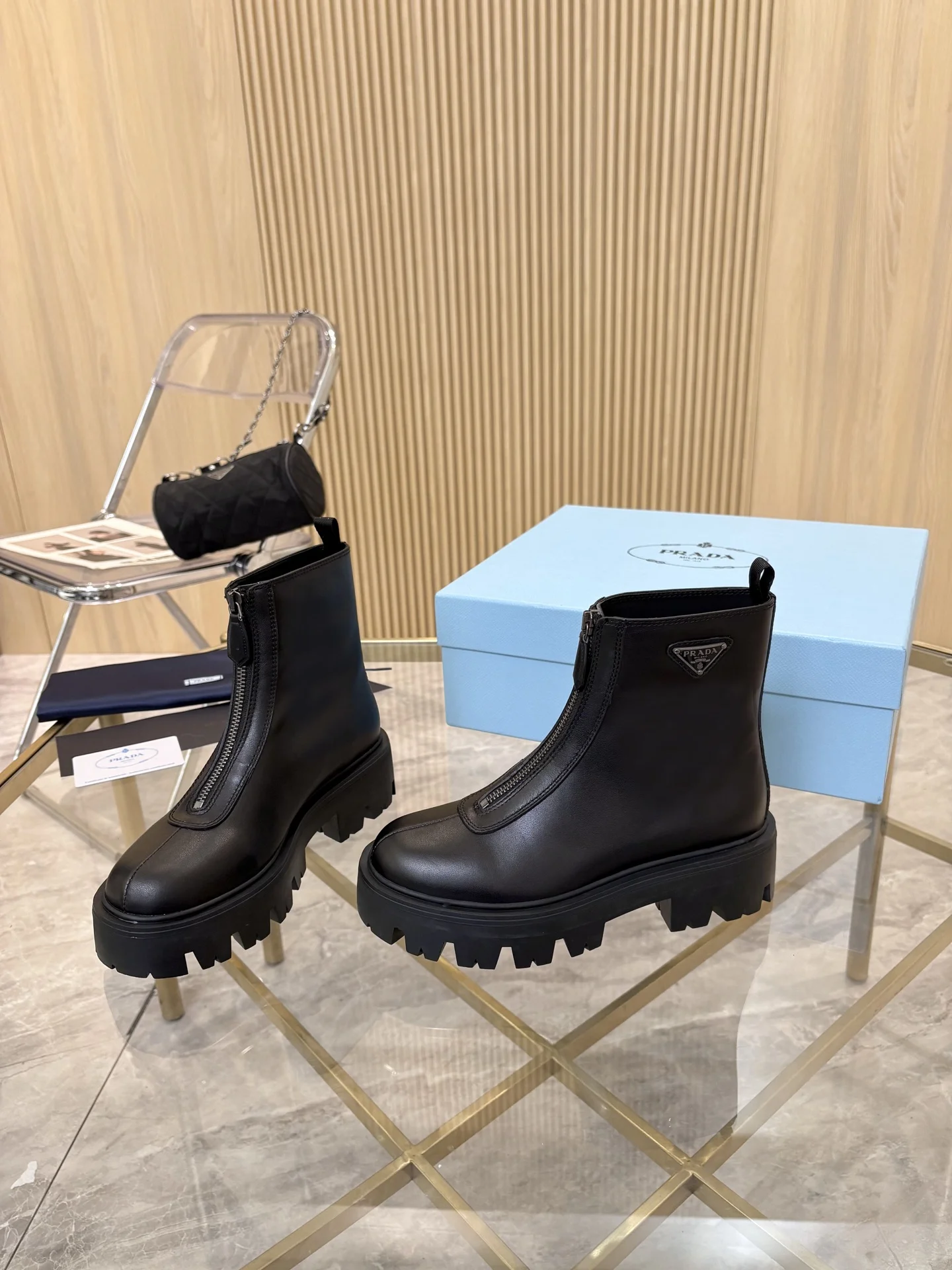 PRADA Boots Suede Leather Black EU35-41 B90202609110889 - Image 2