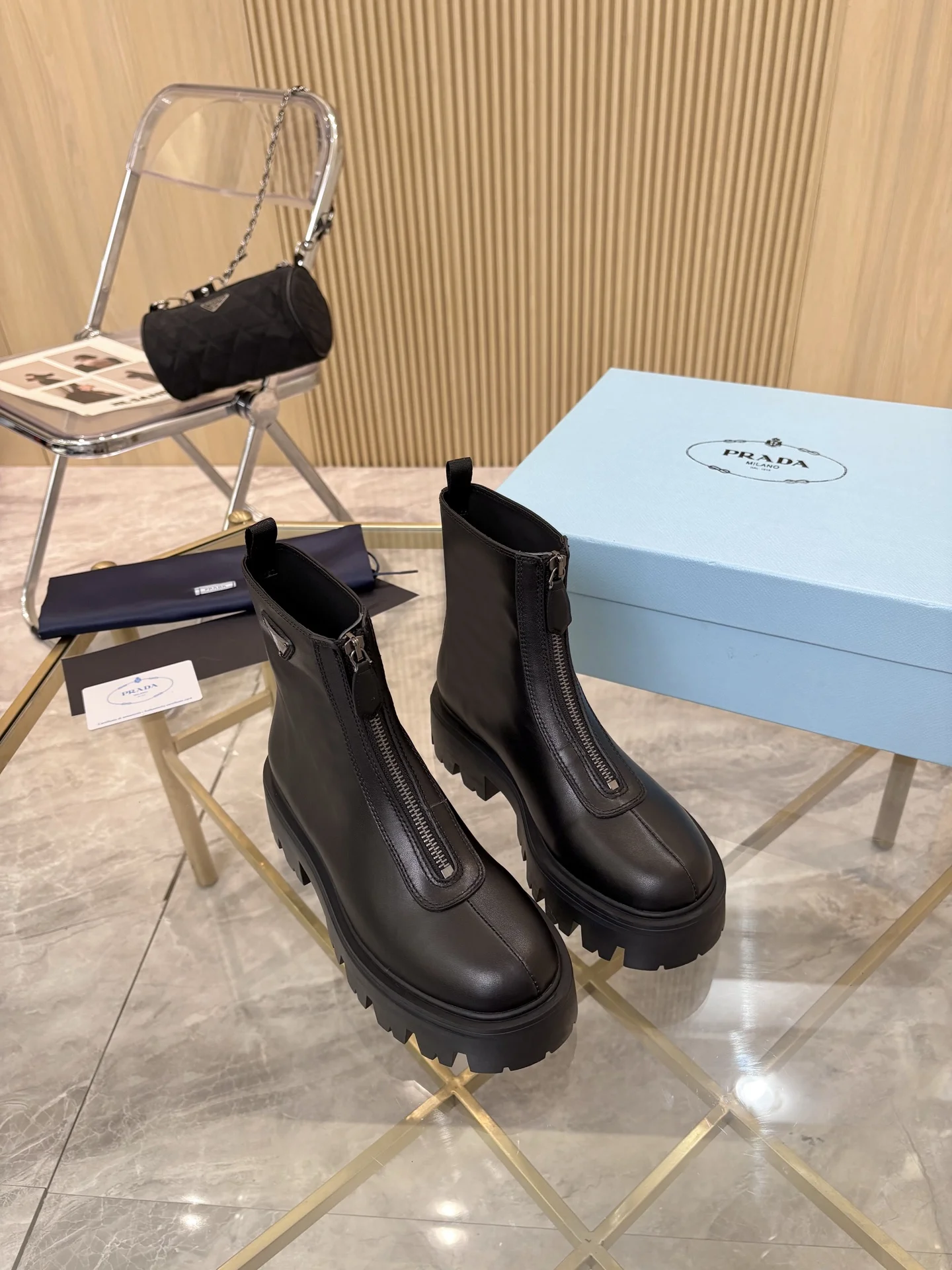 PRADA Boots Suede Leather Black EU35-41 B90202609110889 - Image 4