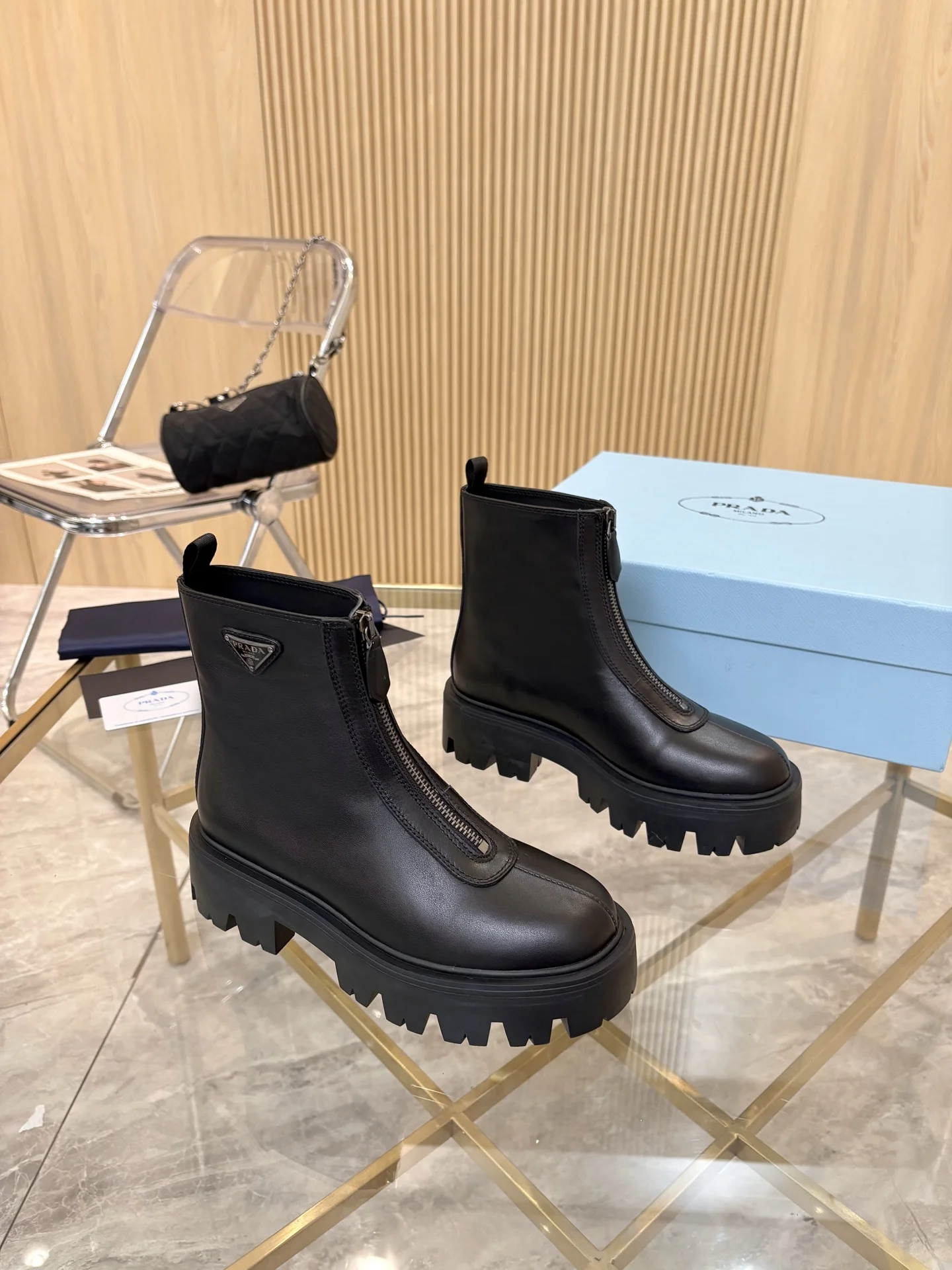 PRADA Boots Suede Leather Black EU35-41 B90202609110889 - Image 5