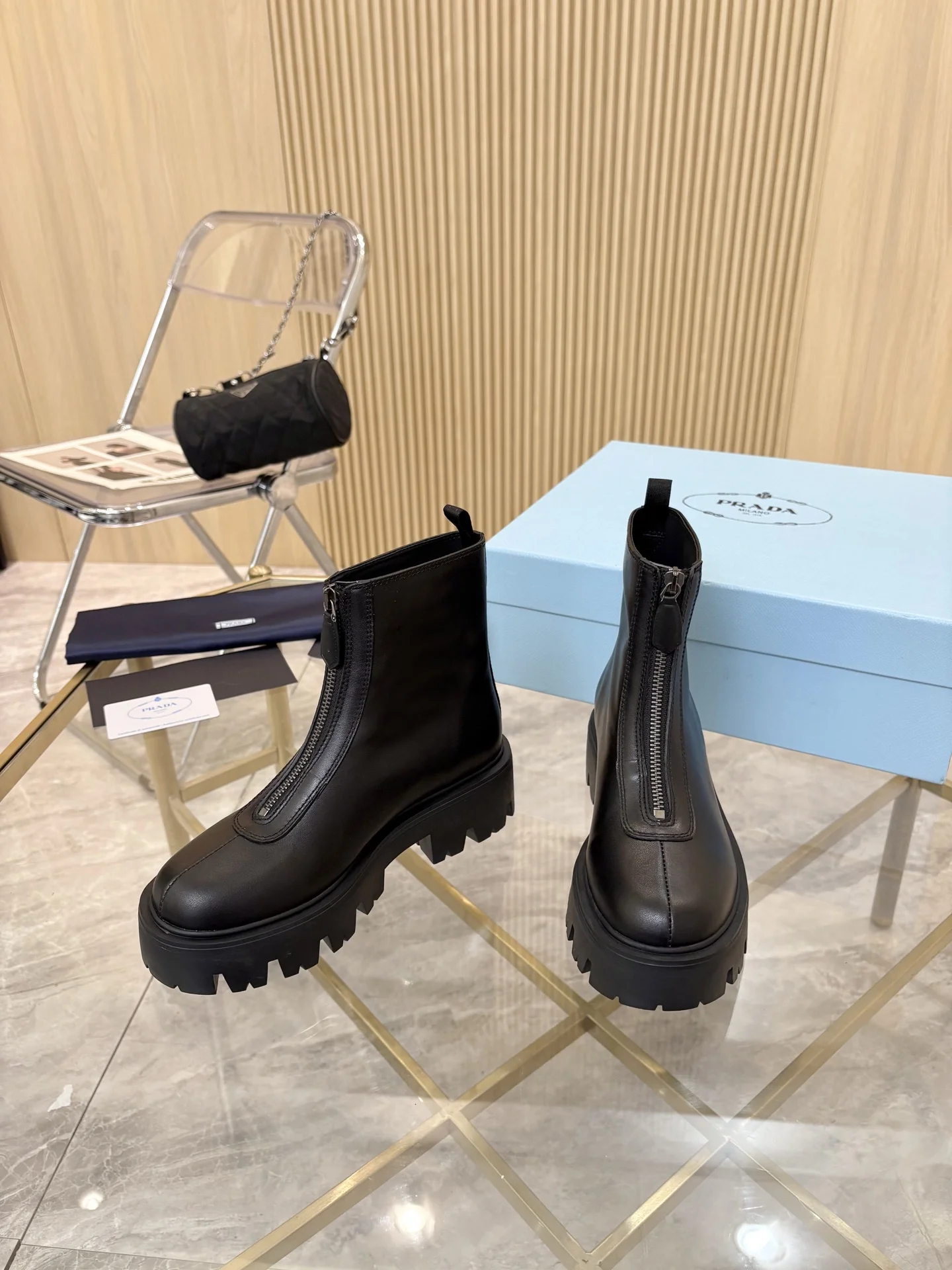 PRADA Boots Suede Leather Black EU35-41 B90202609110889 - Image 6