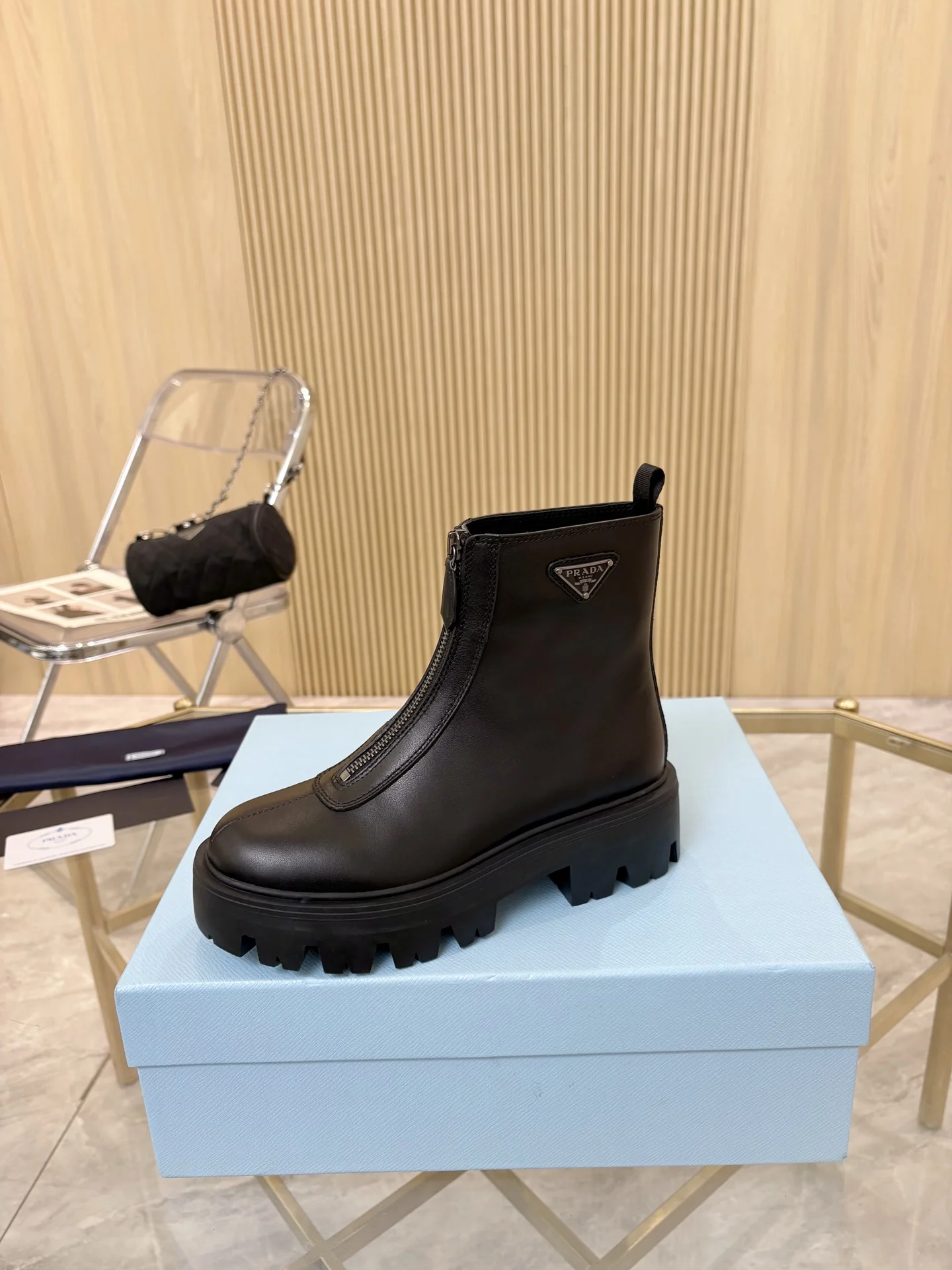 PRADA Boots Suede Leather Black EU35-41 B90202609110889 - Image 7