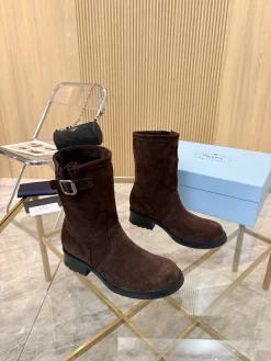 PRADA Boots Suede Leather Brown-Black EU35-40 B90202609110893