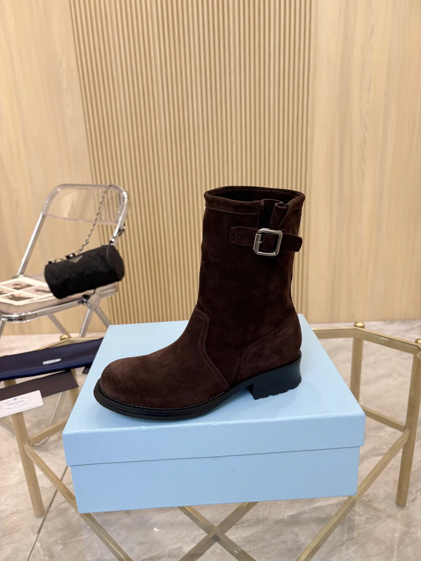 PRADA Boots Suede Leather Brown-Black EU35-40 B90202609110893 - Image 7