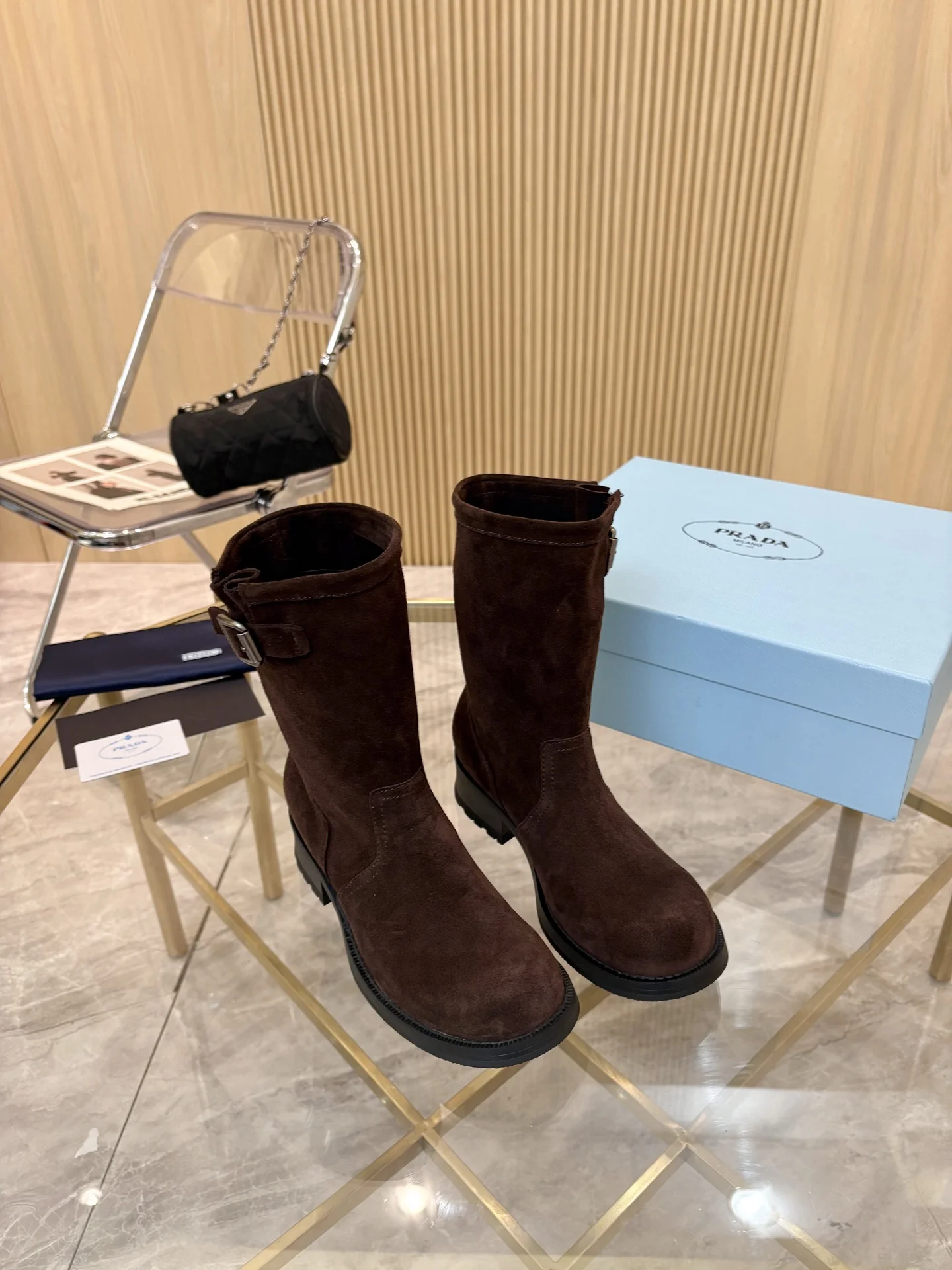 PRADA Boots Suede Leather Brown-Black EU35-40 B90202609110893 - Image 9