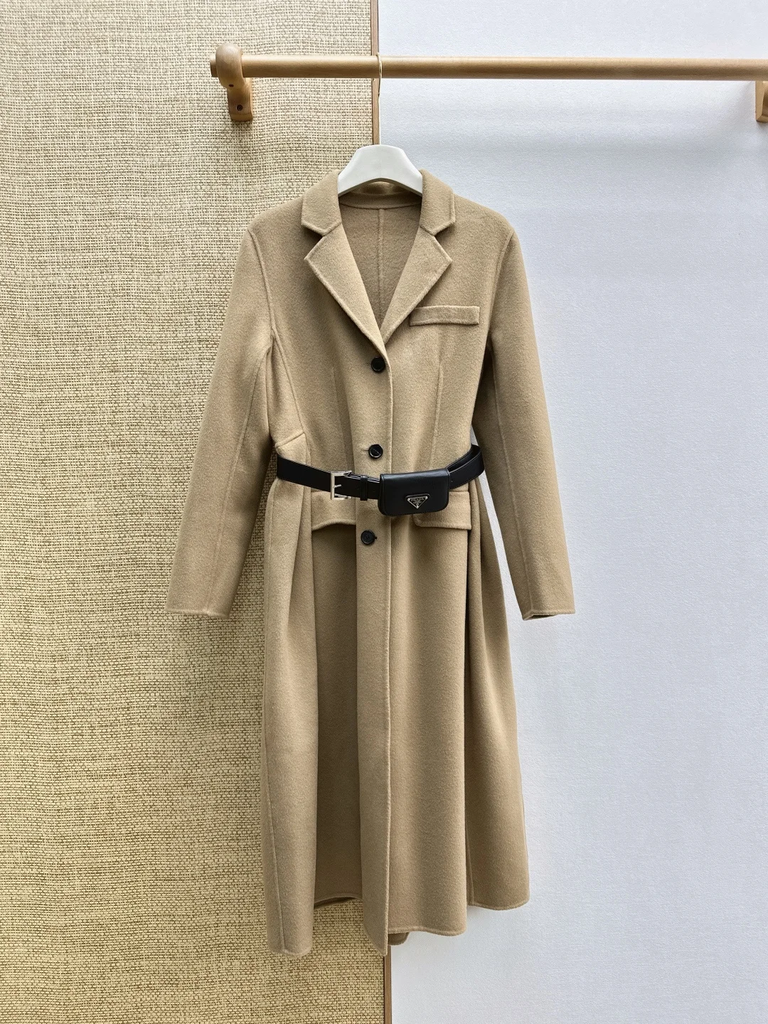 PRADA Coats Merino Wool Camel-Black S-L H70202609062128
