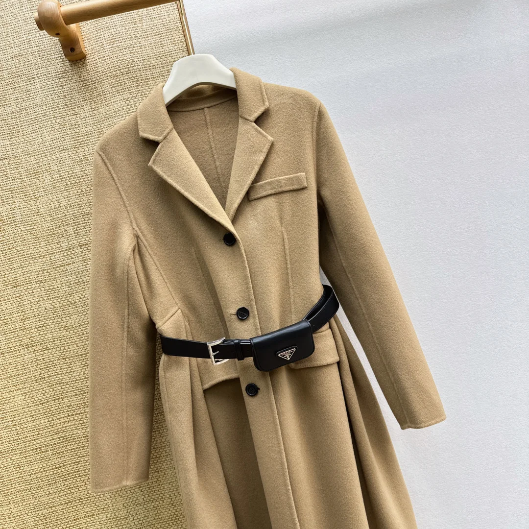 PRADA Coats Merino Wool Camel-Black S-L H70202609062128 - Image 2