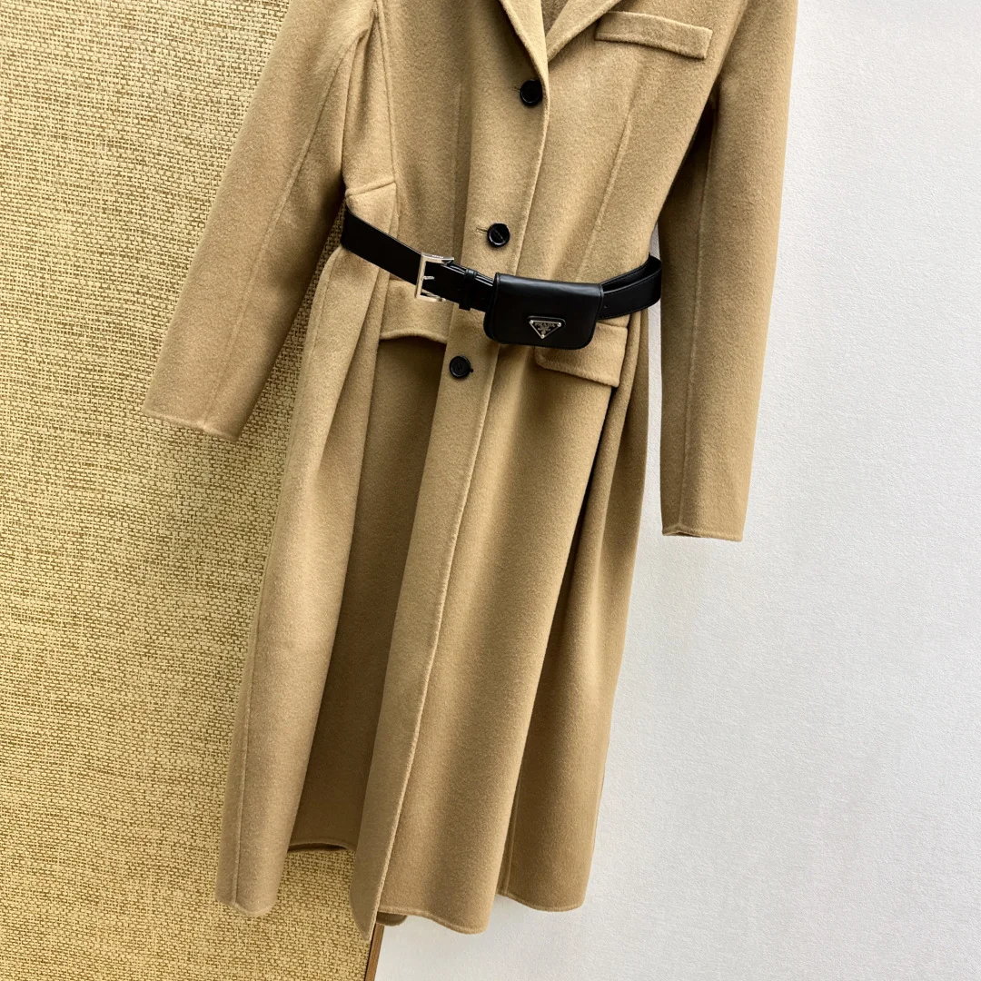 PRADA Coats Merino Wool Camel-Black S-L H70202609062128 - Image 5
