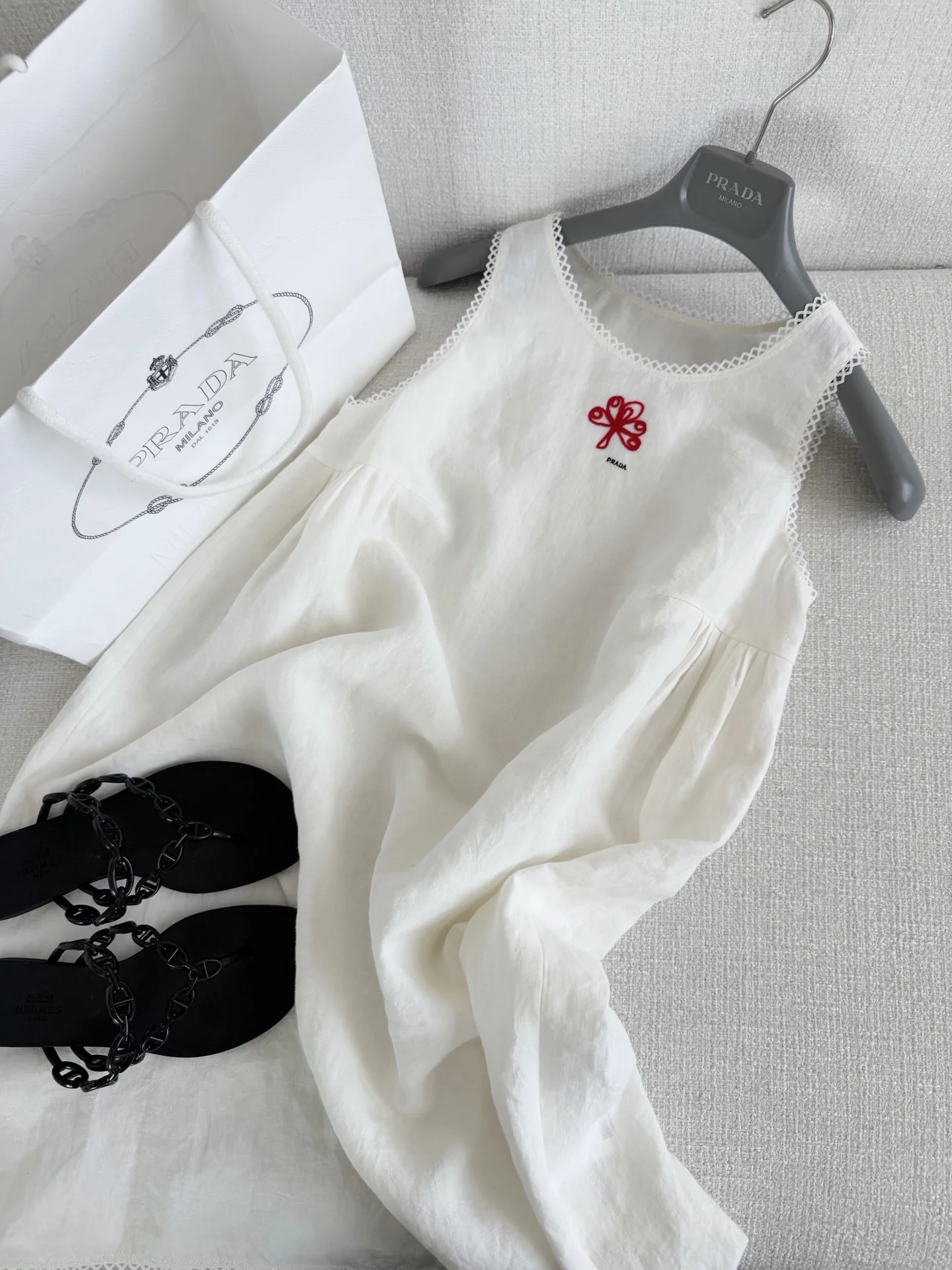 PRADA Dresses White-Red S-L C05202609063136