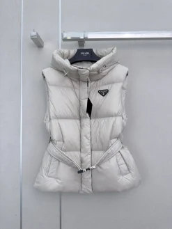 PRADA Jackets White Goose Down Beige-Black S-L D90202609062681