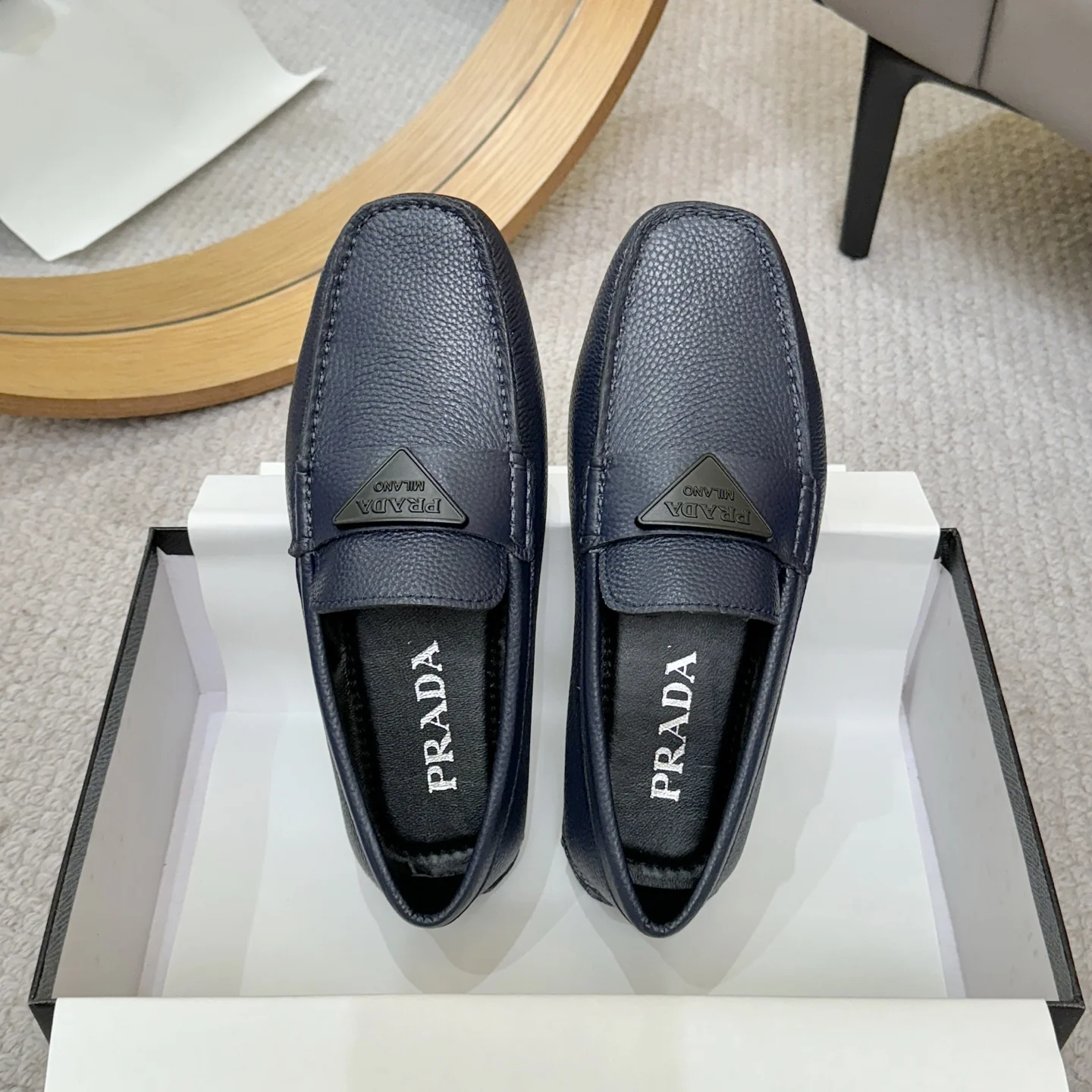 PRADA Loafers Calfskin Leather Blue-Black EU38-44 B00202609110154 - Image 2