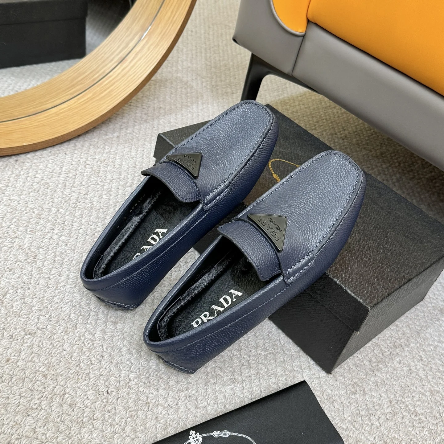 PRADA Loafers Calfskin Leather Blue-Black EU38-44 B00202609110154 - Image 8