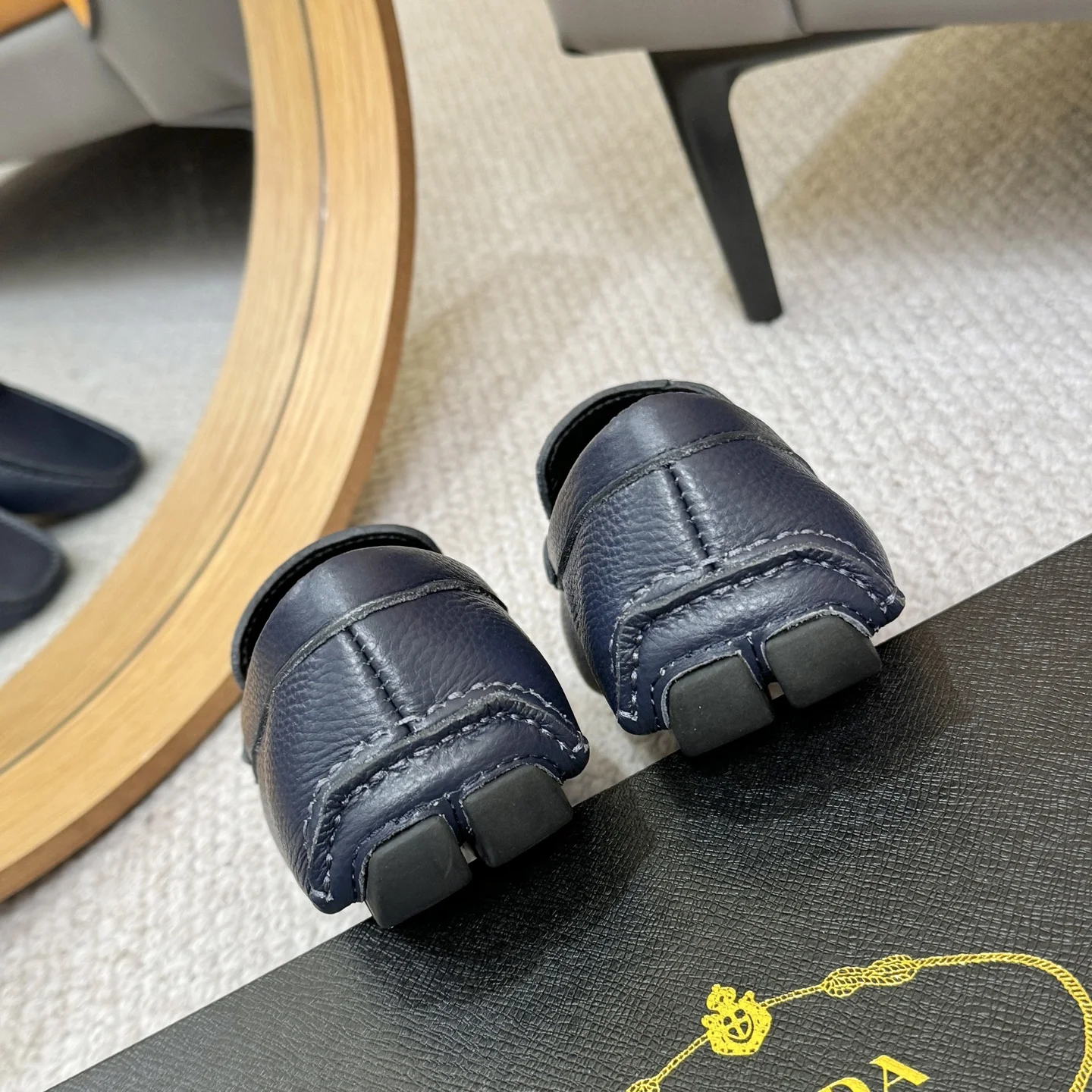 PRADA Loafers Calfskin Leather Blue-Black EU38-44 B00202609110154 - Image 9