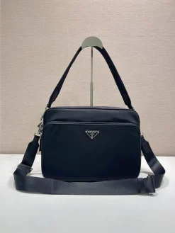 PRADA Messenger Bags Re-Nylon Saffiano Leather Black 31X23X10CM D80202609090409