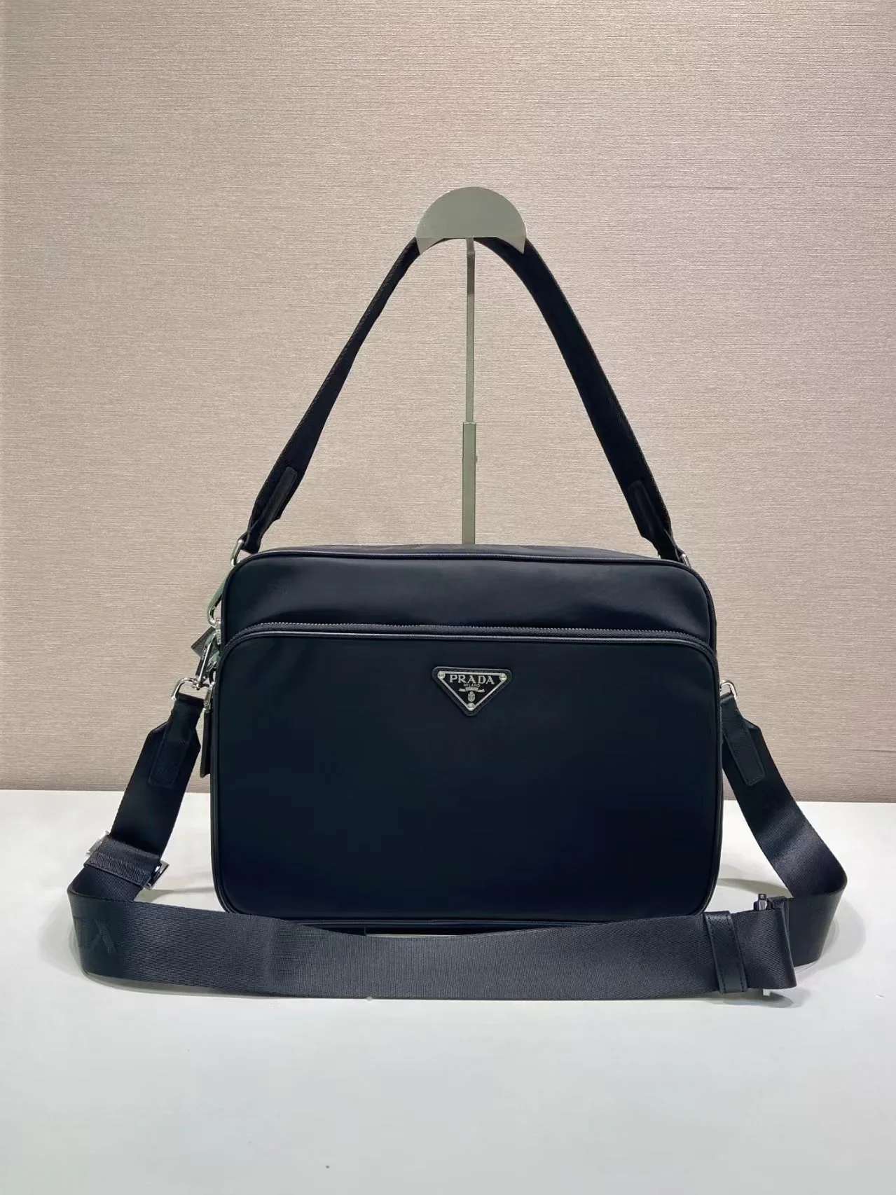 PRADA Messenger Bags Re-Nylon Saffiano Leather Black 31X23X10CM D80202609090409