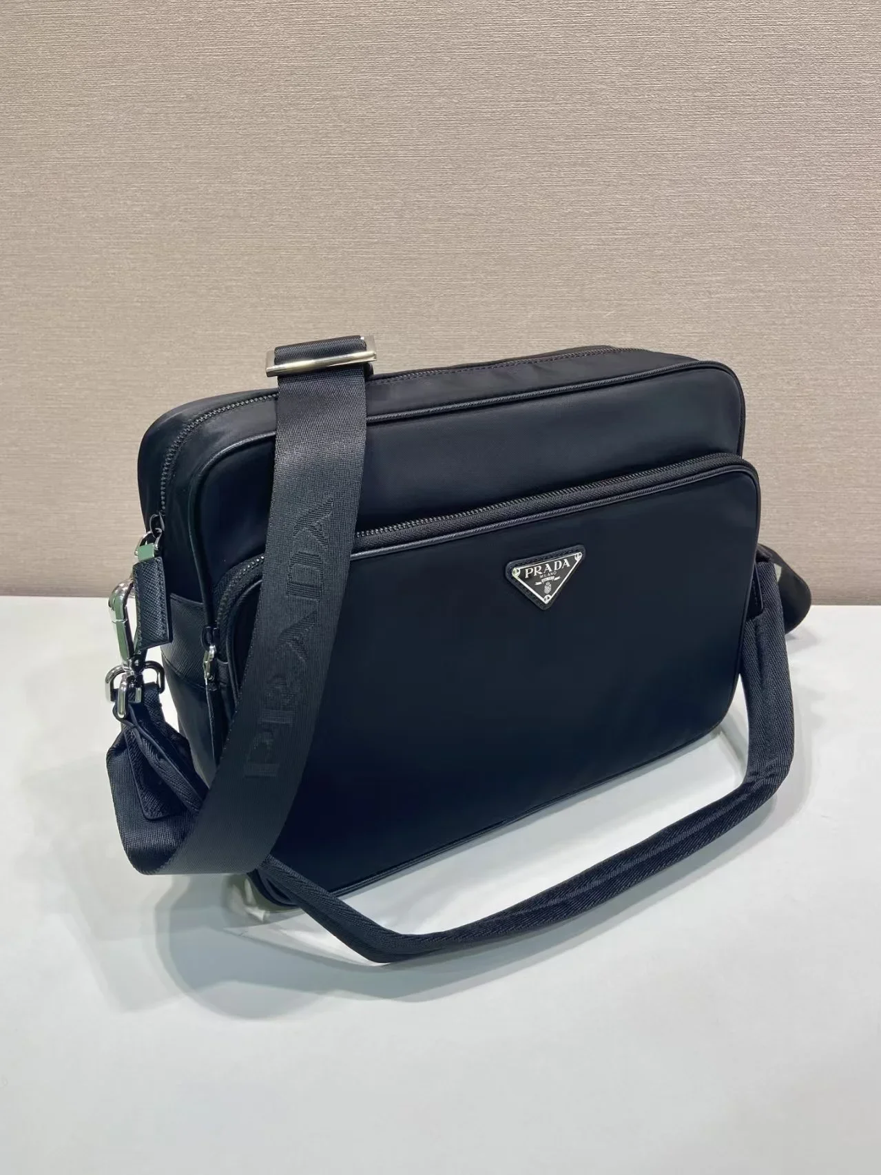 PRADA Messenger Bags Re-Nylon Saffiano Leather Black 31X23X10CM D80202609090409 - Image 3