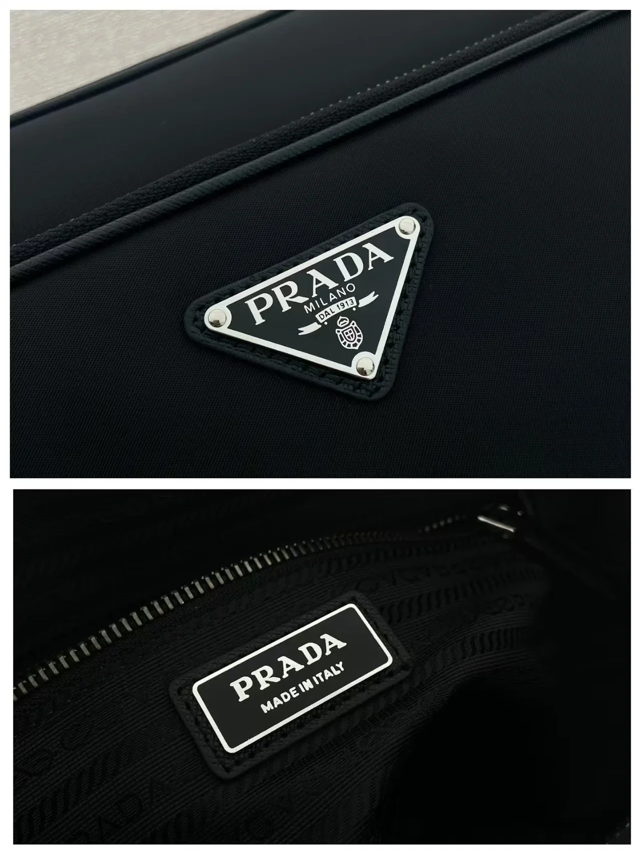 PRADA Messenger Bags Re-Nylon Saffiano Leather Black 31X23X10CM D80202609090409 - Image 9