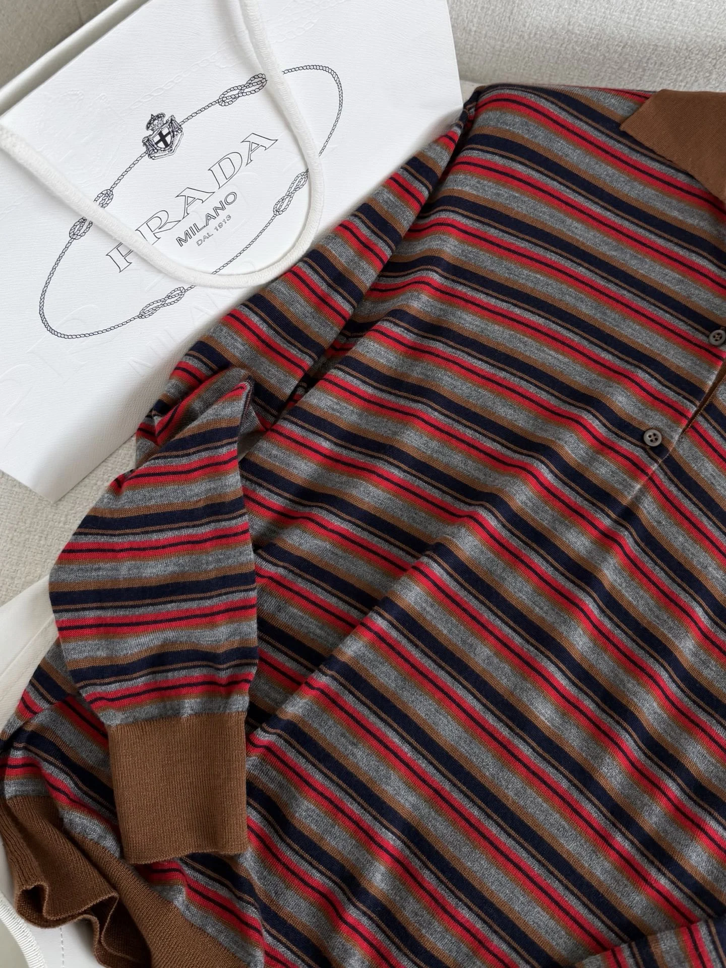 PRADA Polos Red-Gray-Navy-Brown S-L C00202609060270 - Image 3
