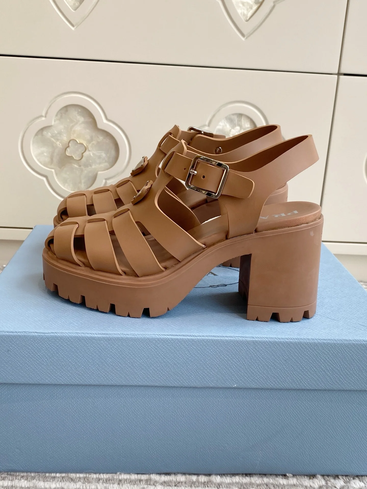 PRADA Sandals Leather Brown EU35-40 B60202609110555 - Image 5