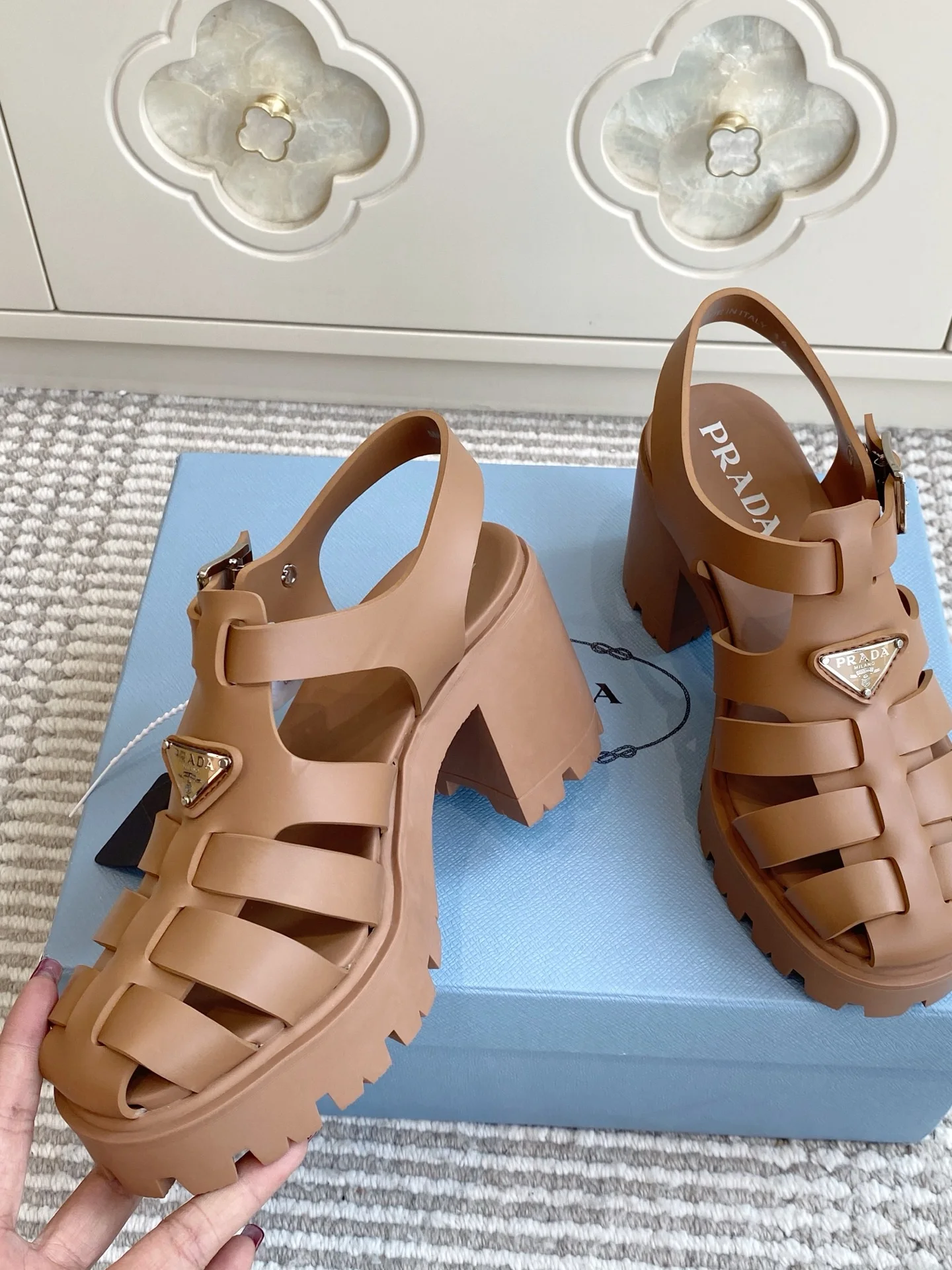 PRADA Sandals Leather Brown EU35-40 B60202609110555 - Image 6