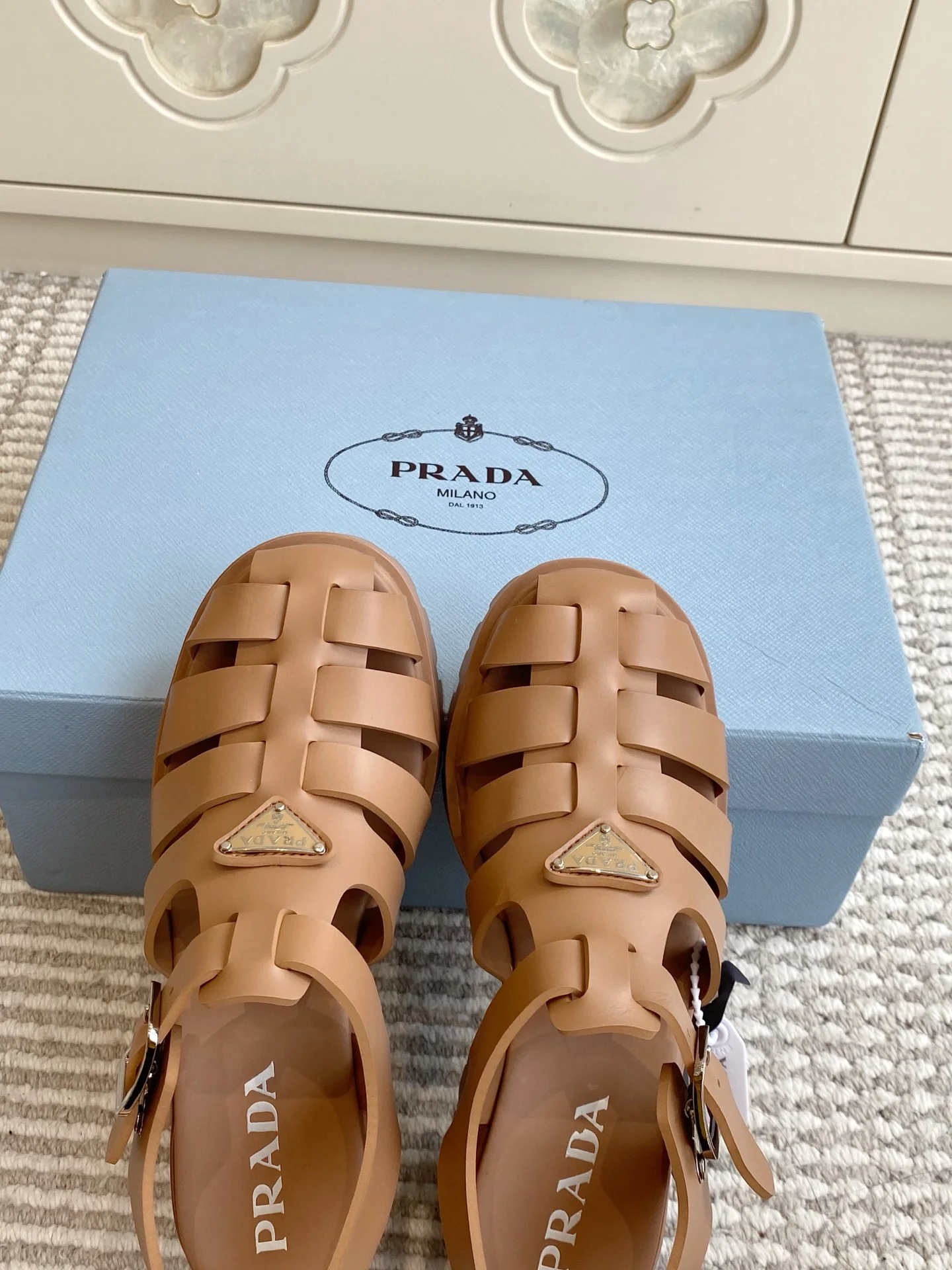 PRADA Sandals Leather Brown EU35-40 B60202609110555 - Image 8