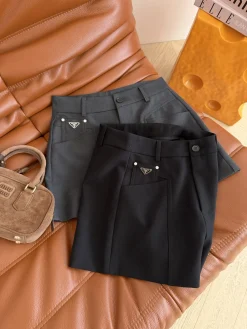 Alternative view of PRADA Shorts Wool Black-Gray S-L B05202609060352
