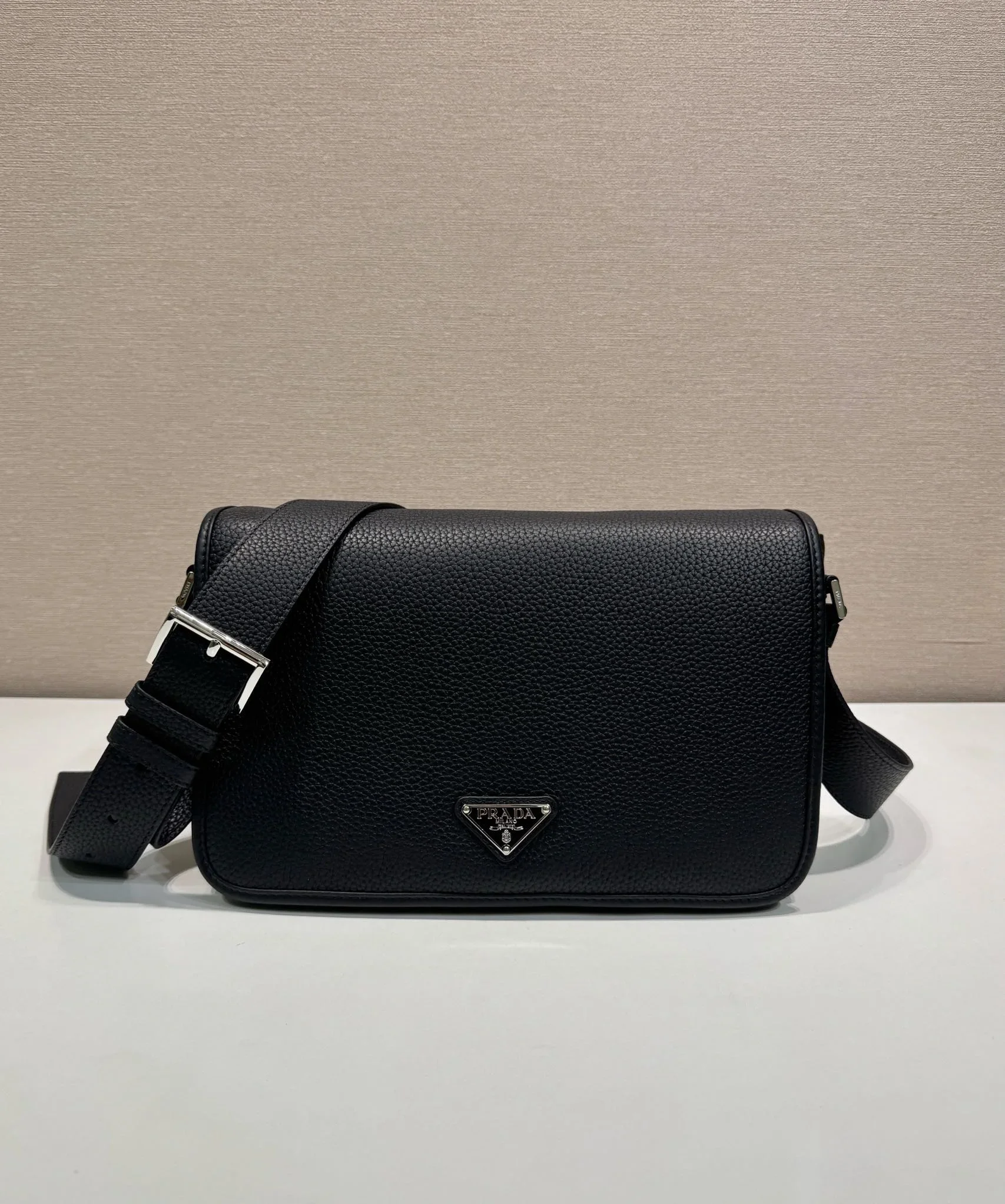 PRADA Shoulder Bags Calf Leather Black-Silver 30X20X9CM F50202609090412