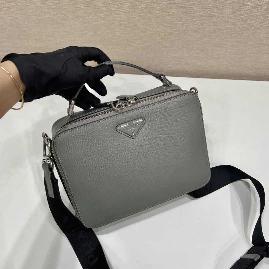 PRADA Shoulder Bags Gray-Black 22X16X6CM D80202609090415 - Image 4