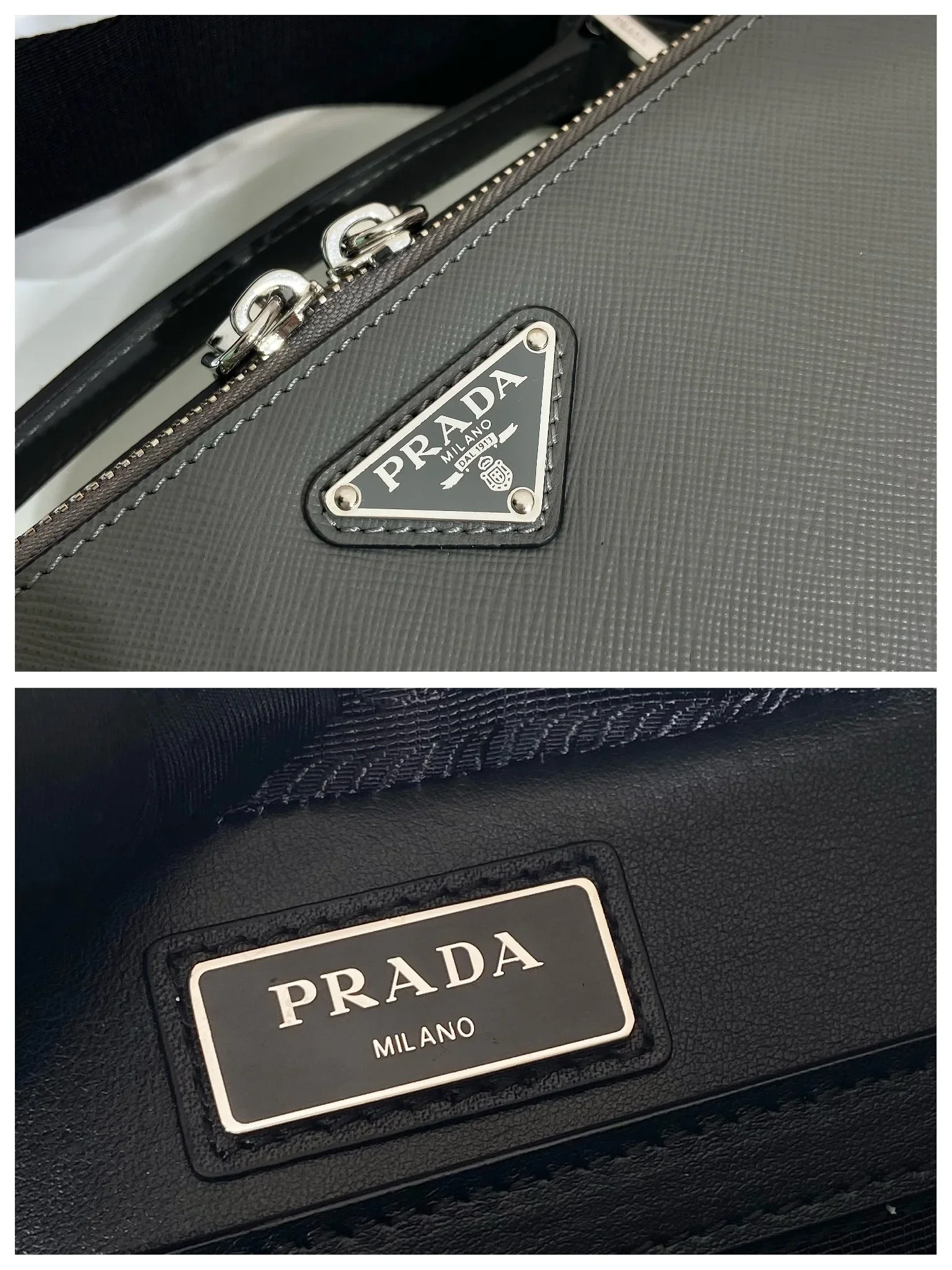 PRADA Shoulder Bags Gray-Black 22X16X6CM D80202609090415 - Image 9