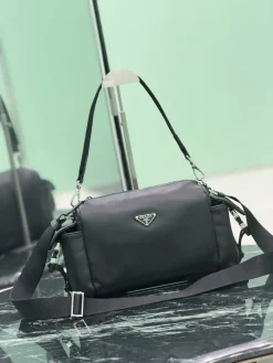 Alternative view of PRADA Shoulder Bags Leather Black-Silver 17X31X11CM E60202609090410