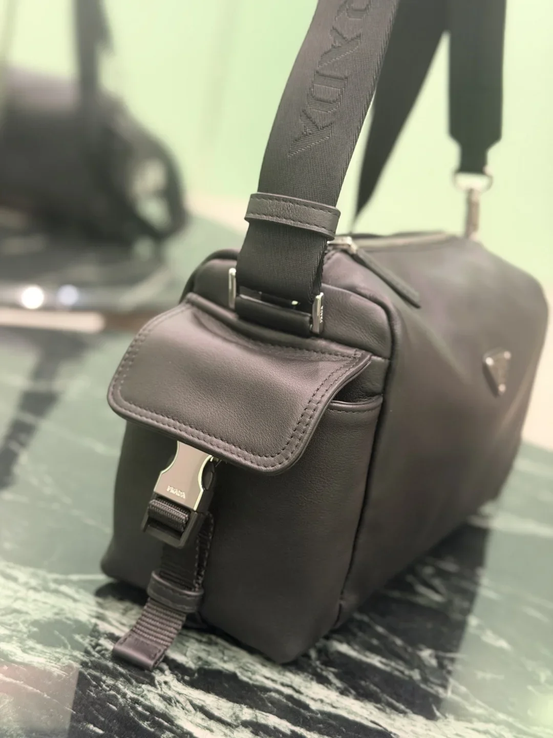 PRADA Shoulder Bags Leather Black-Silver 17X31X11CM E60202609090410 - Image 7