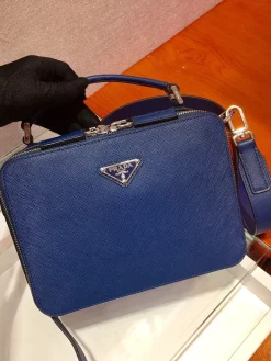 Alternative view of PRADA Shoulder Bags Saffiano Leather Blue-Silver 22X16X6 CM D20202609090428