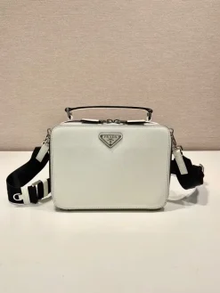 Alternative view of PRADA Shoulder Bags Saffiano Leather White-Black 22X16X6CM D80202609090431